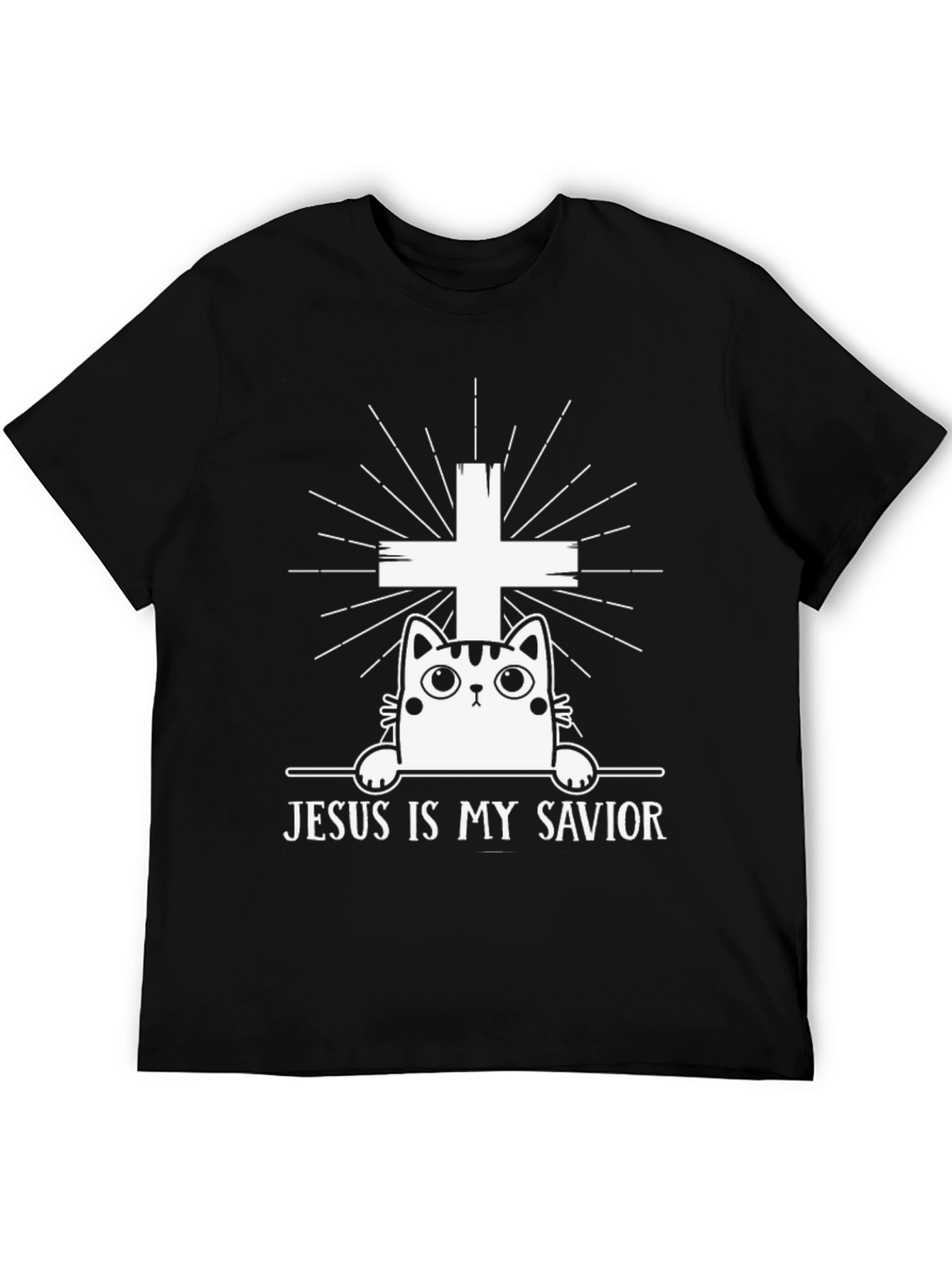 Jesus is My Savior Cat Graphic T-Shirt