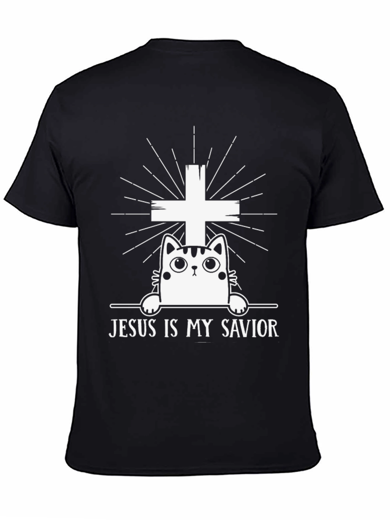 Jesus is My Savior Cat Graphic T-Shirt