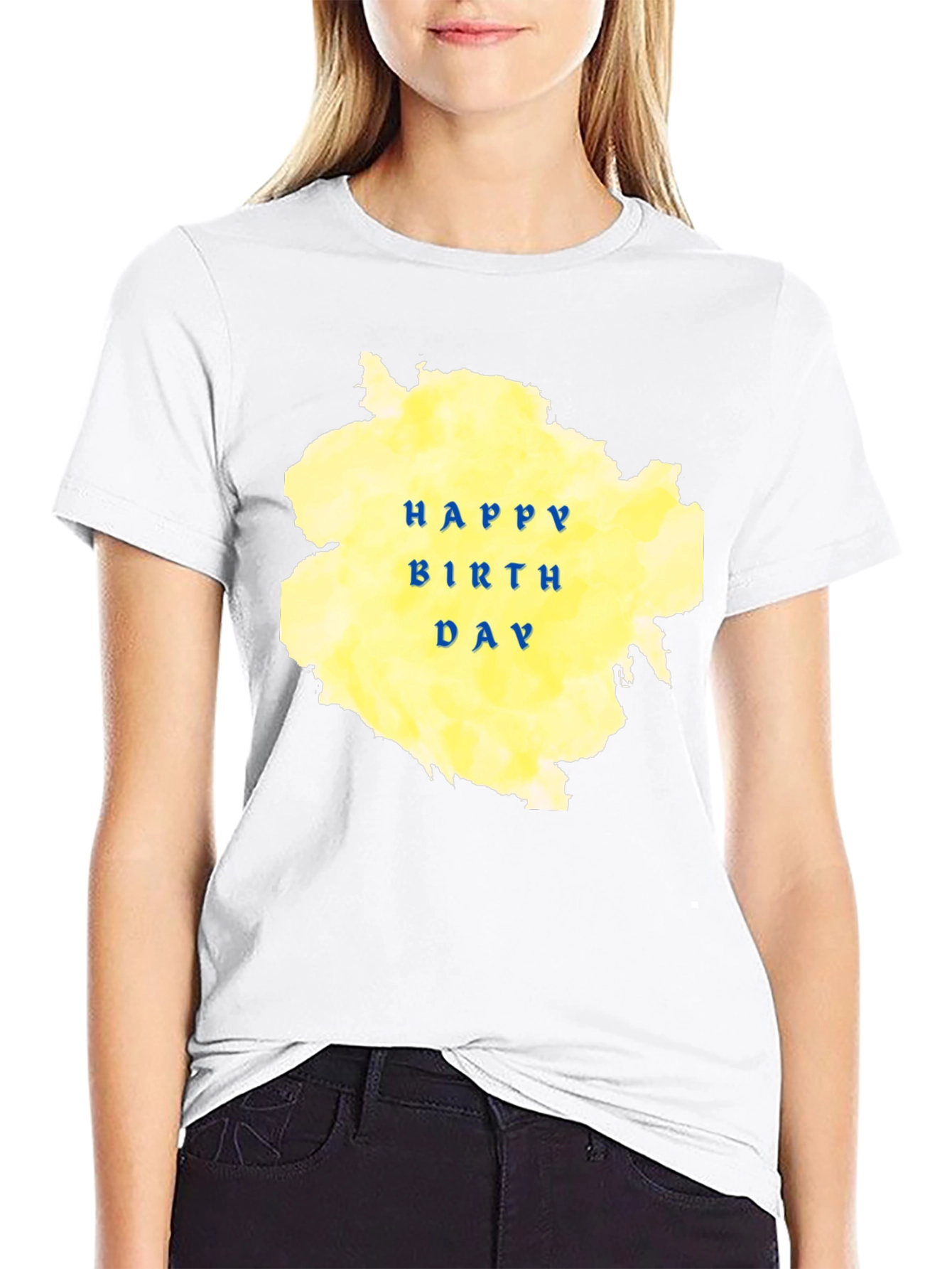 Happy Birthday Graphic Tee - Black Cotton Blend