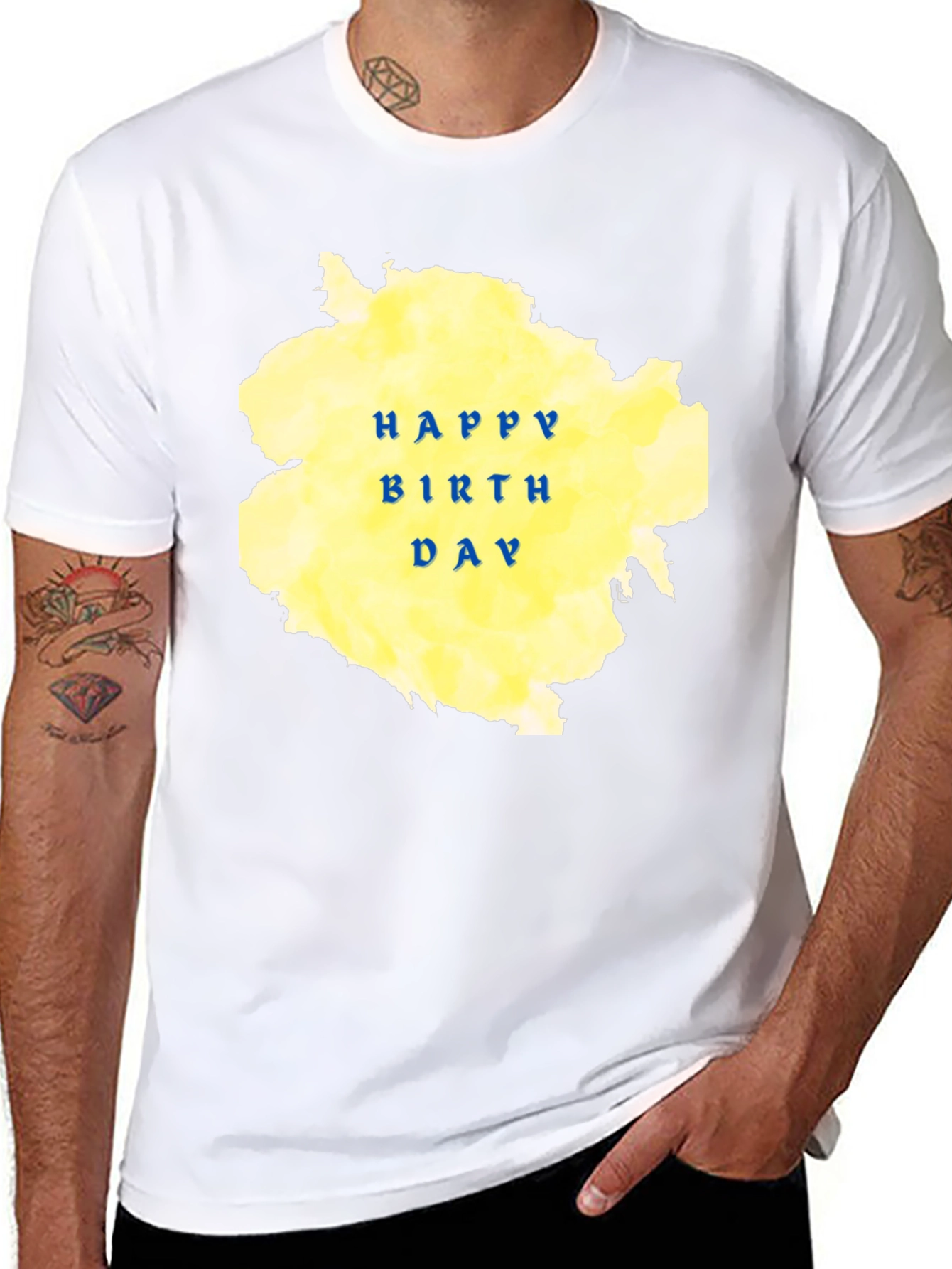 Happy Birthday Graphic Tee - Black Cotton Blend