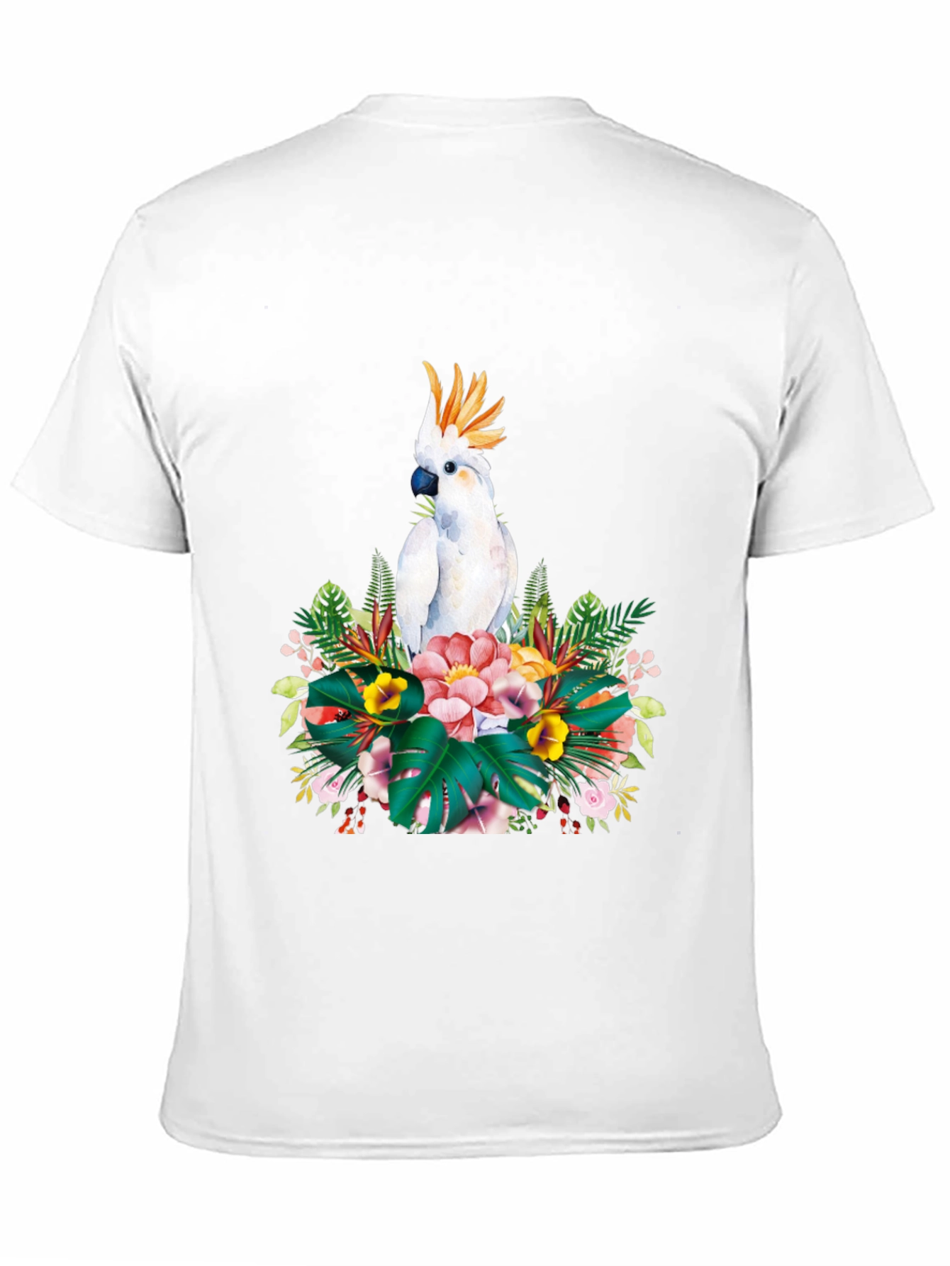 Tropical Parrot Graphic Tee - Black