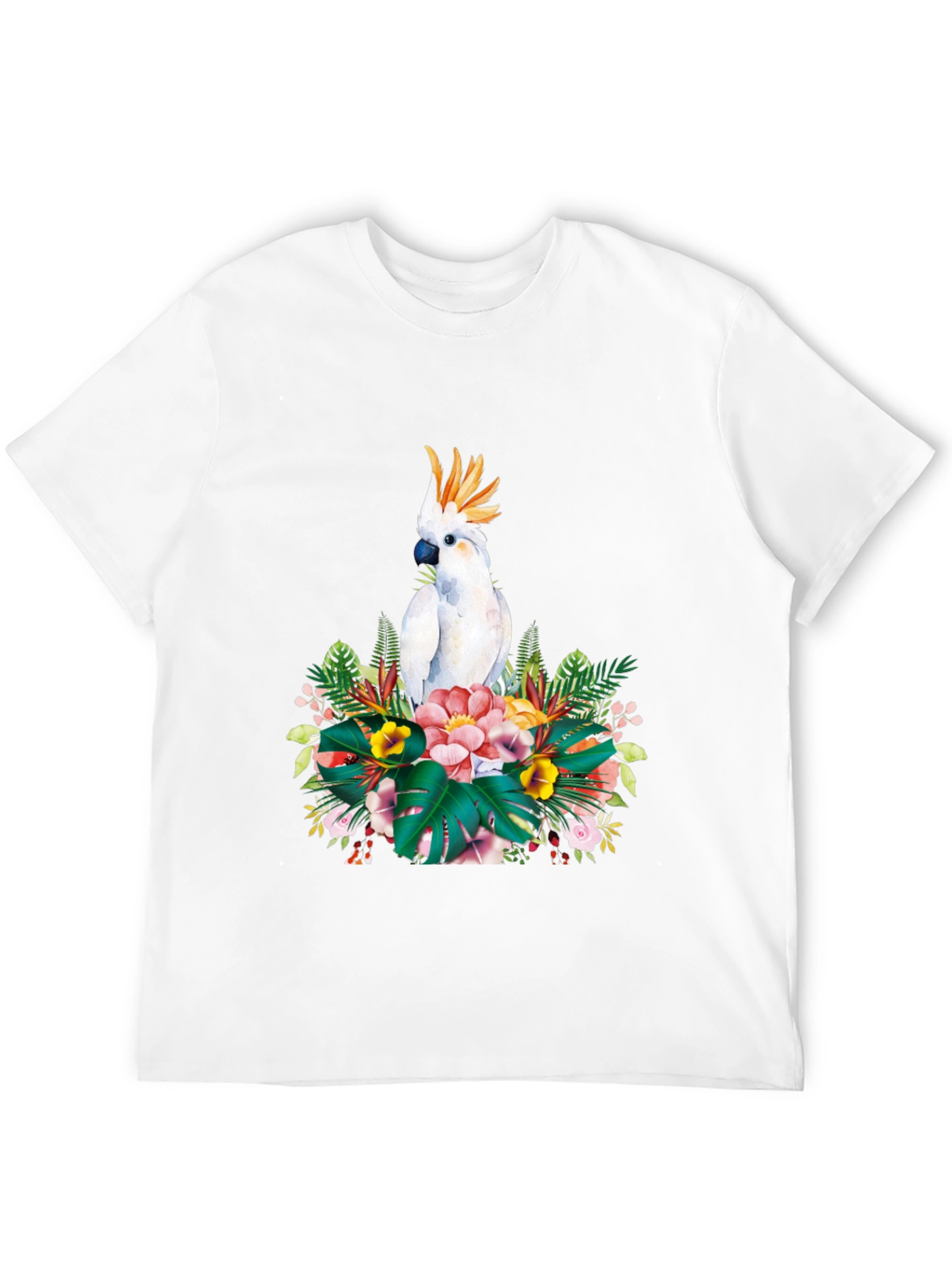 Tropical Parrot Graphic Tee - Black