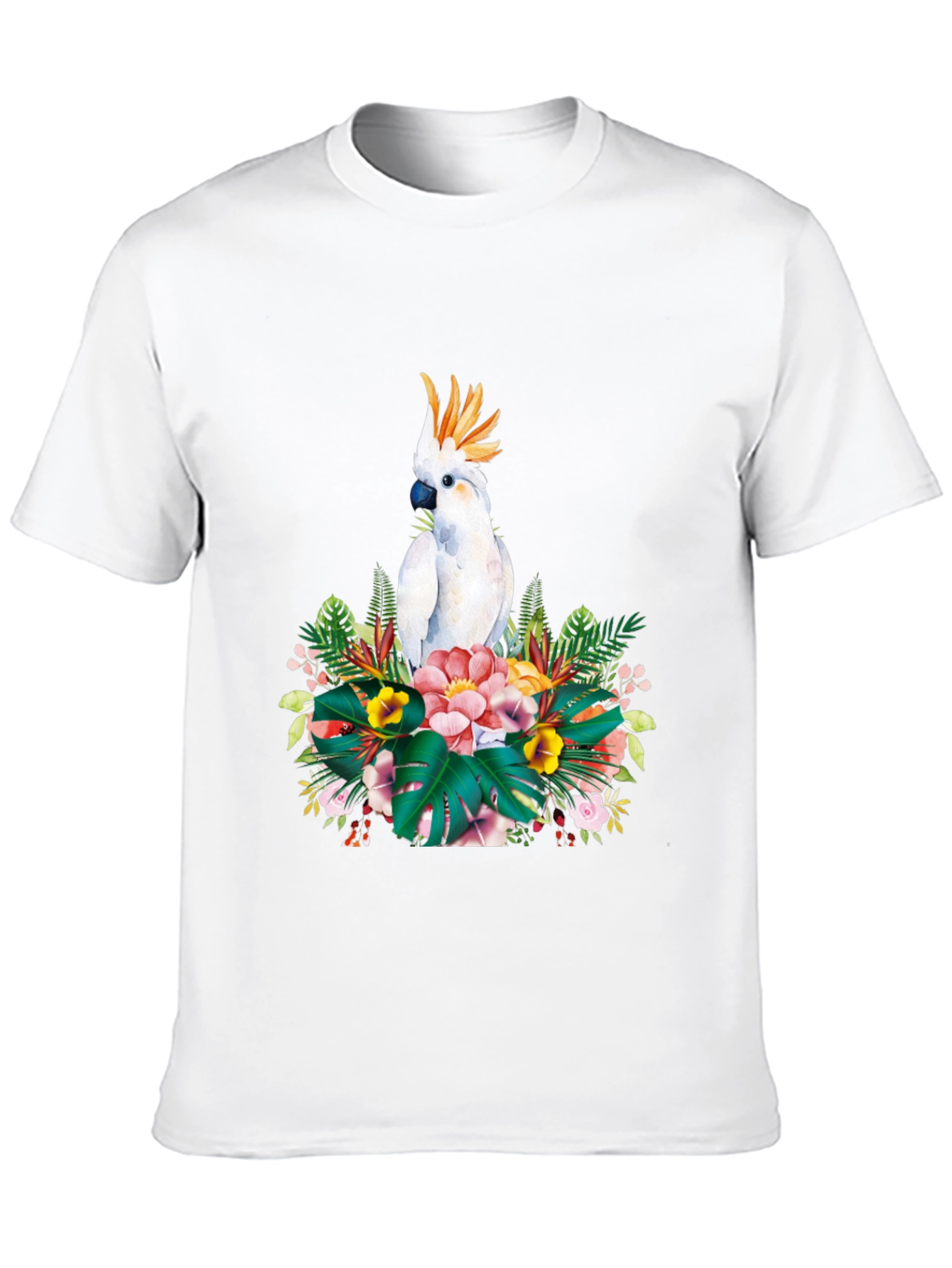 Tropical Parrot Graphic Tee - Black