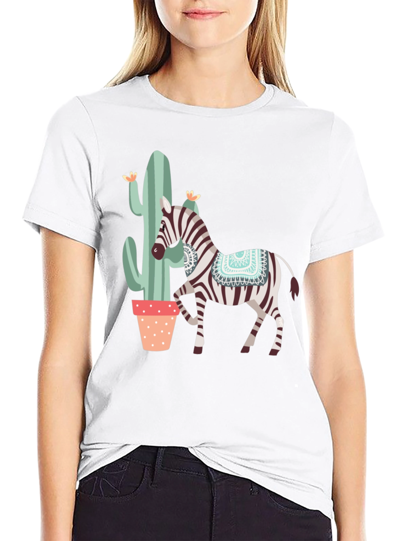 Zebra & Cactus Graphic T-Shirt