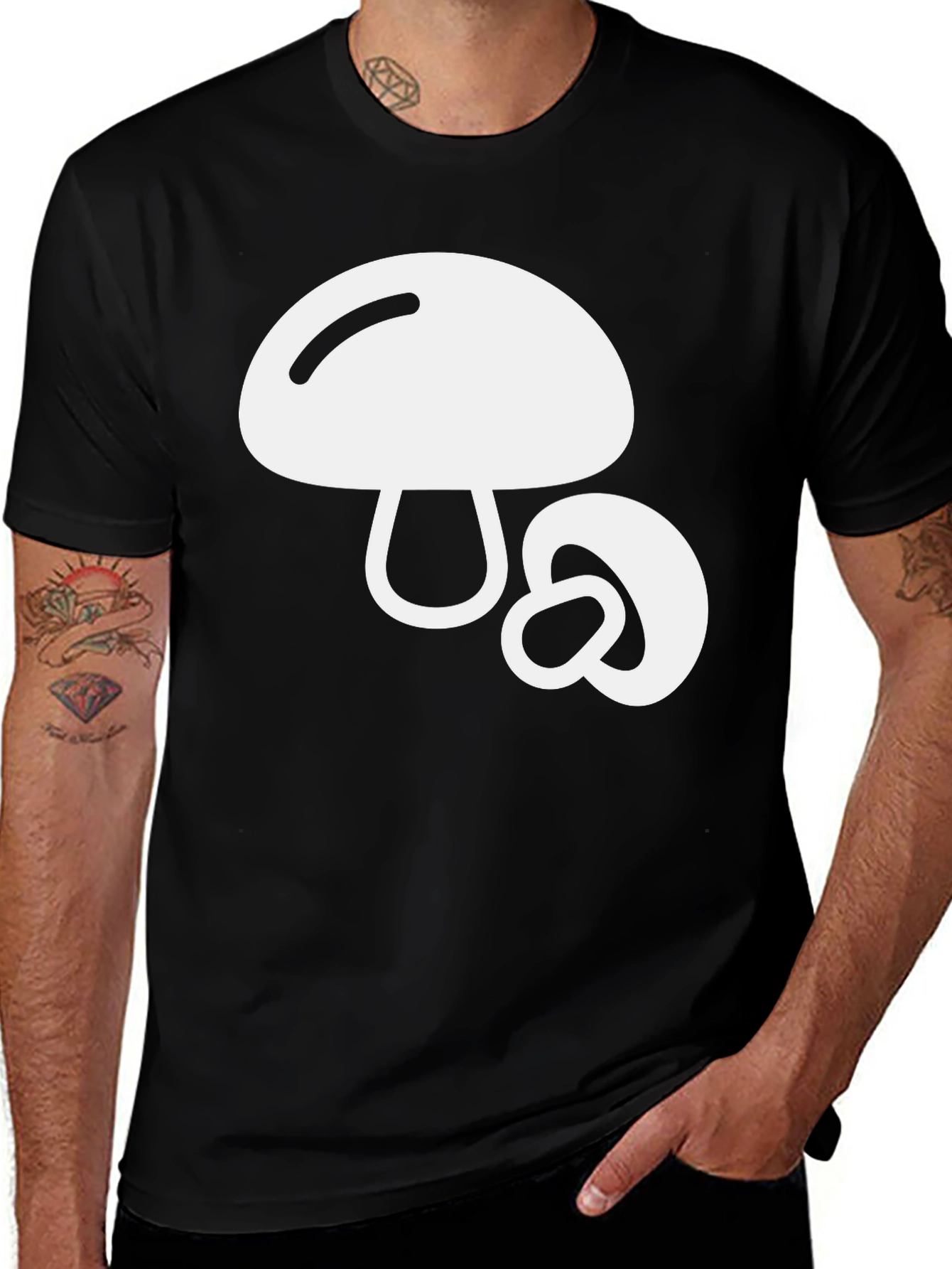 Mushroom Graphic Tee - Fun Black T-Shirt