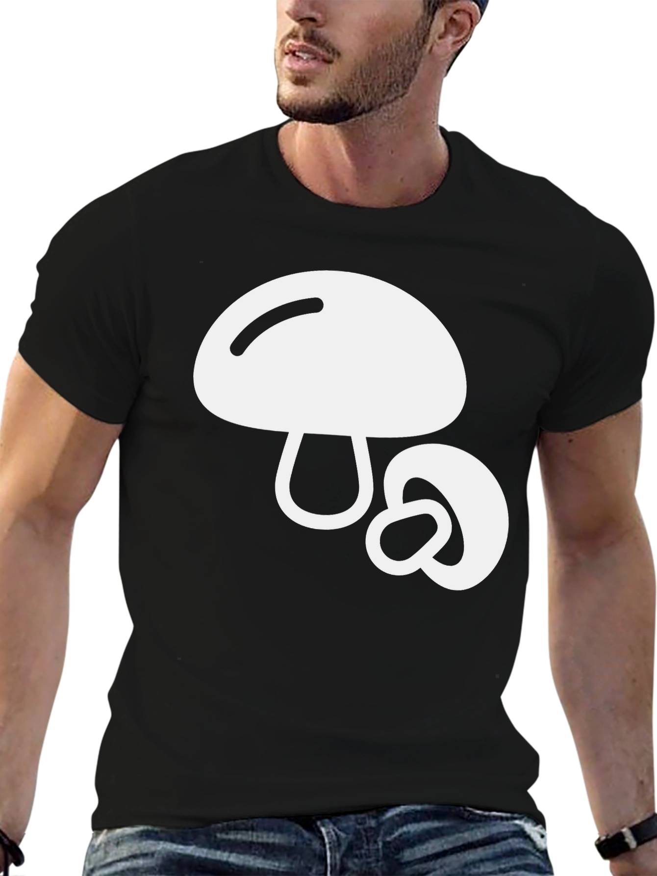Mushroom Graphic Tee - Fun Black T-Shirt