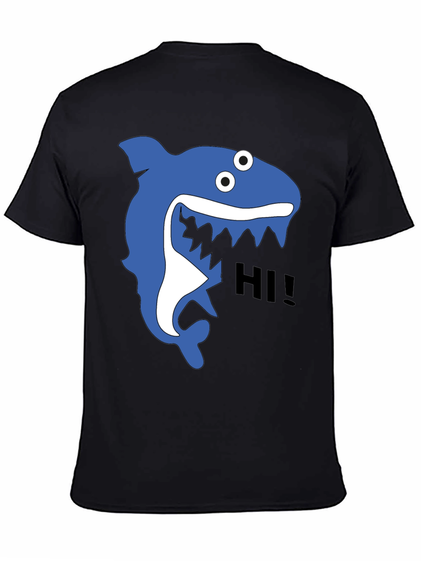 Shark Hi! Graphic Tee - Black Cotton T-Shirt