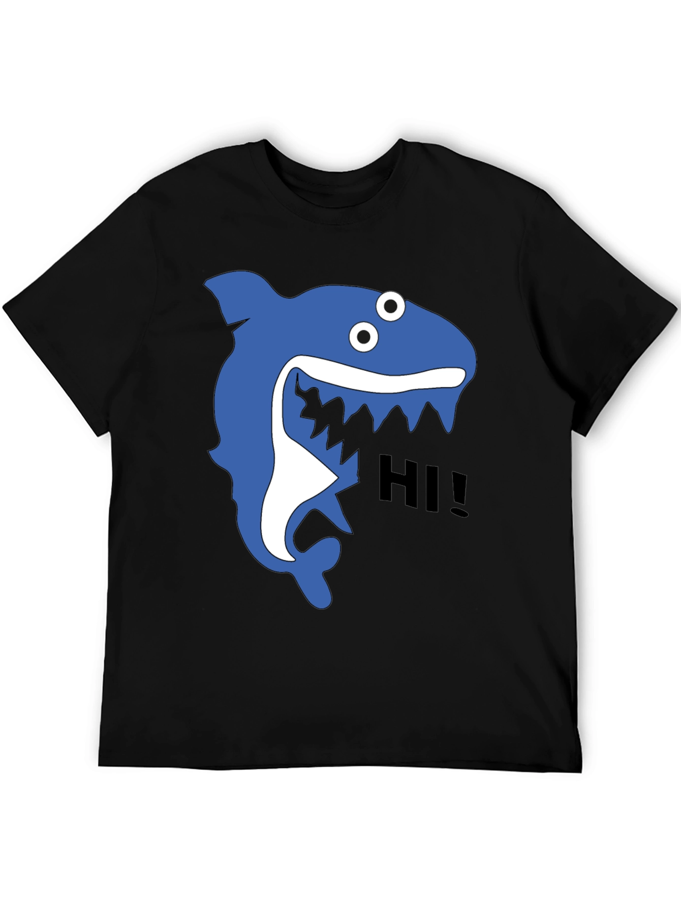 Shark Hi! Graphic Tee - Black Cotton T-Shirt