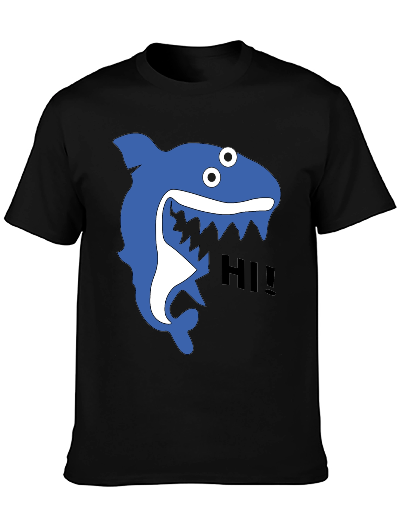 Shark Hi! Graphic Tee - Black Cotton T-Shirt