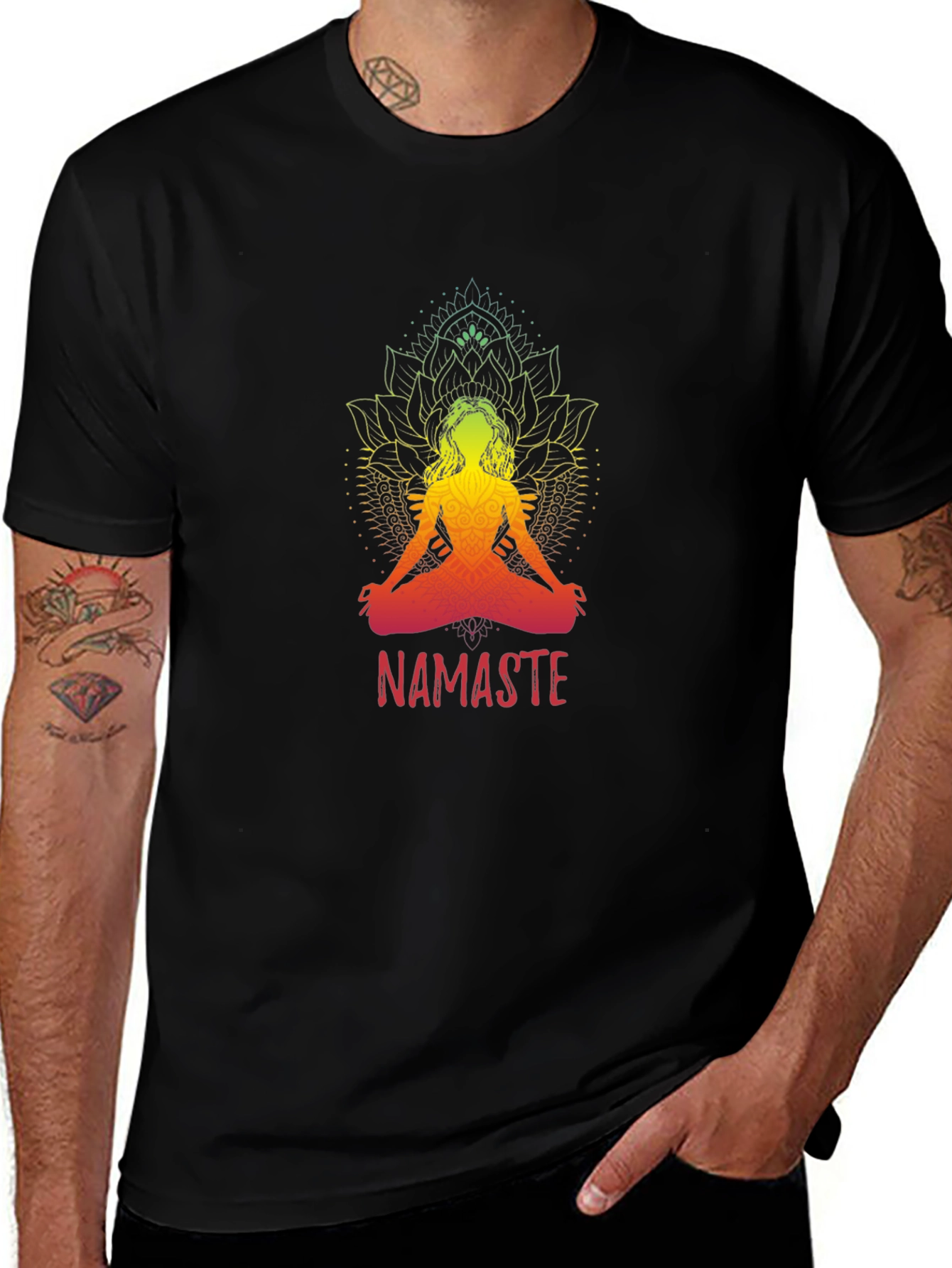 Namaste Yoga T-Shirt - Spiritual Lotus Design
