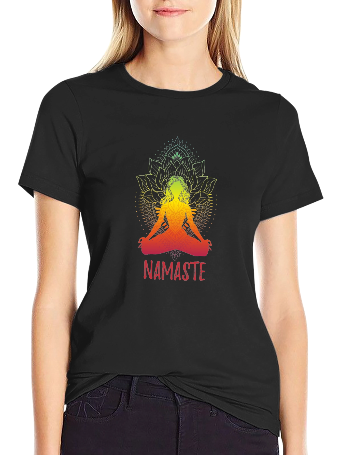 Namaste Yoga T-Shirt - Spiritual Lotus Design