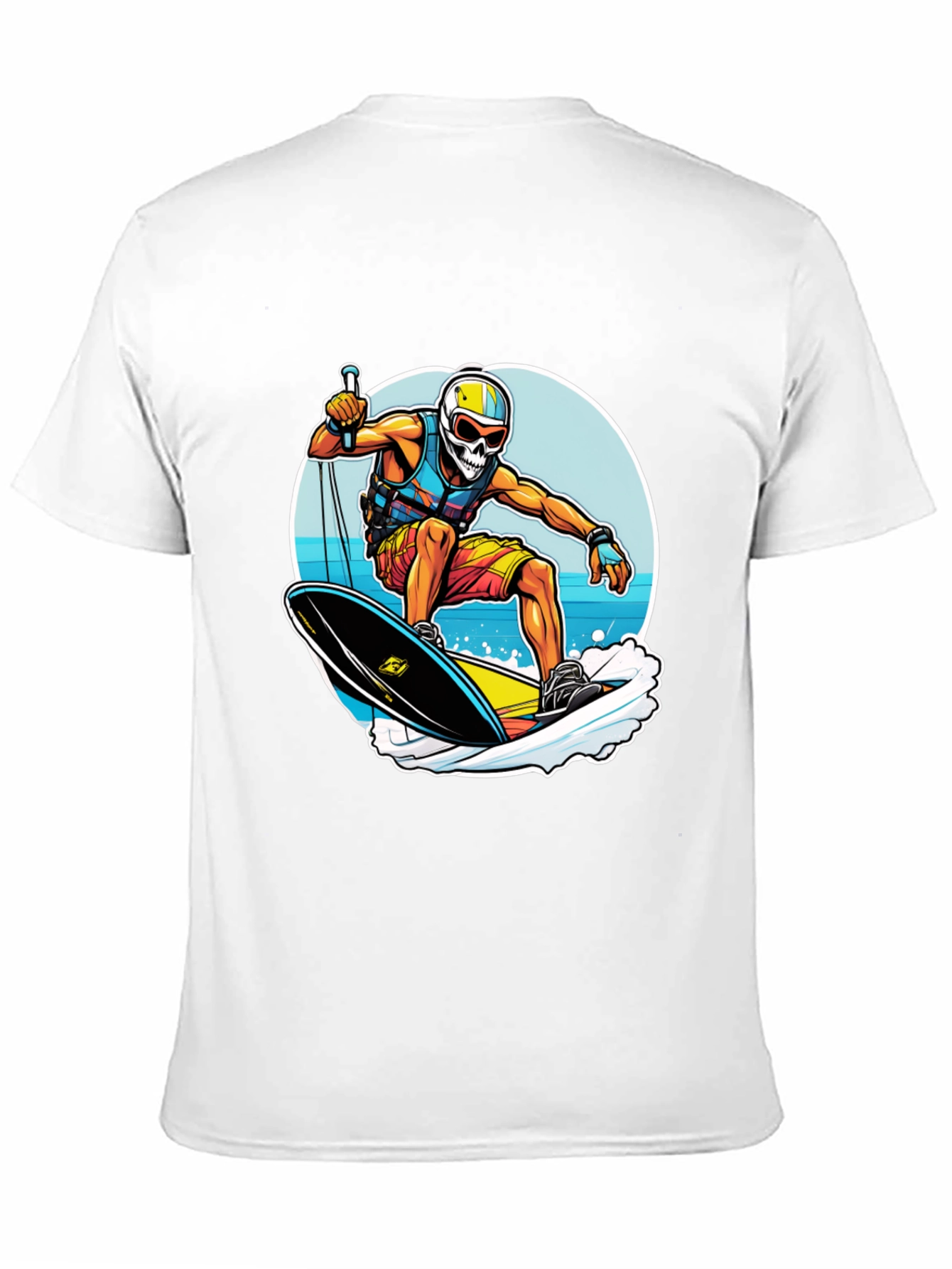 Skull Surfer Graphic Tee - Black Cotton Comfort