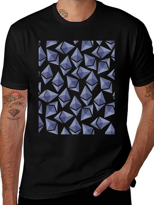 Ethereum Crypto Pattern T-Shirt - Black