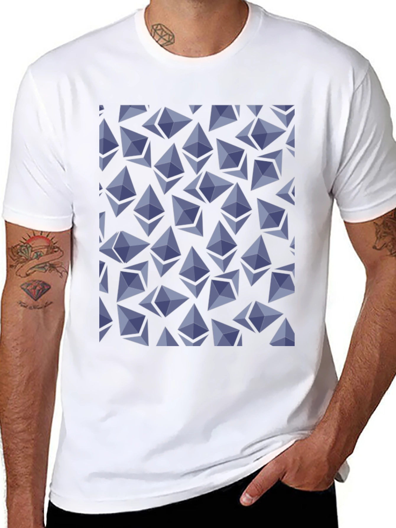 Ethereum Crypto Pattern T-Shirt - Black