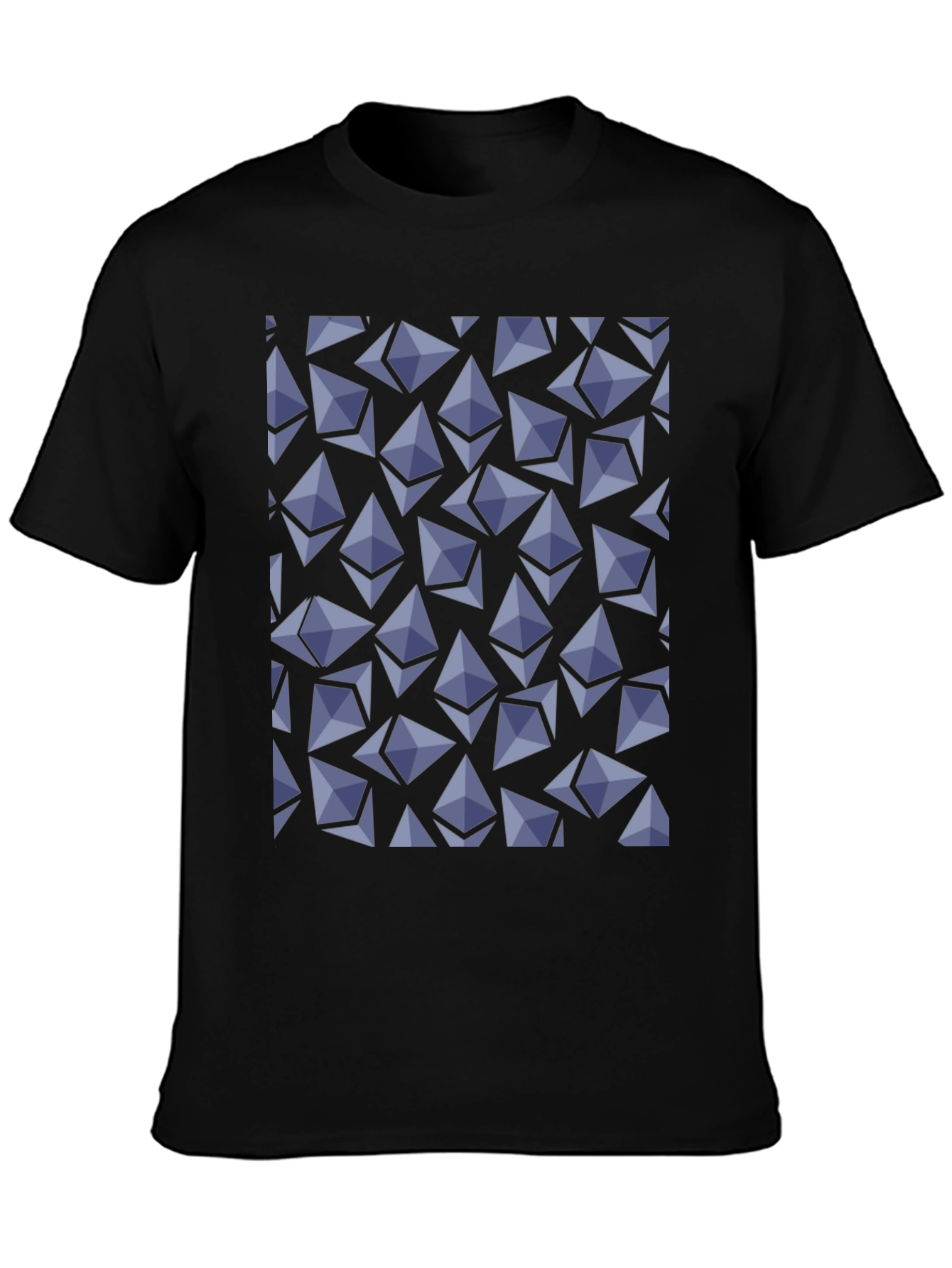 Ethereum Crypto Pattern T-Shirt - Black