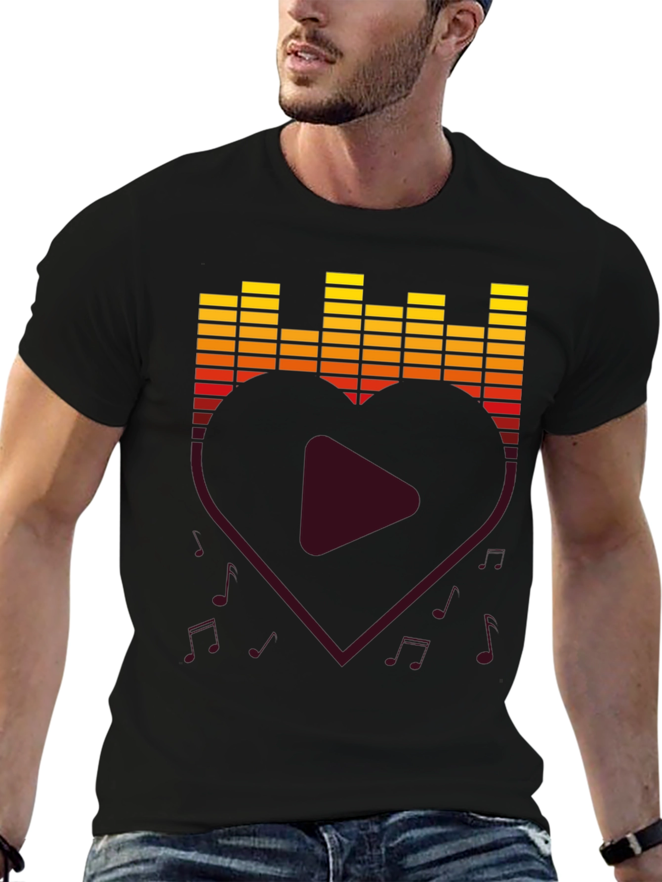 Music Lover T-Shirt - Heart Equalizer Design