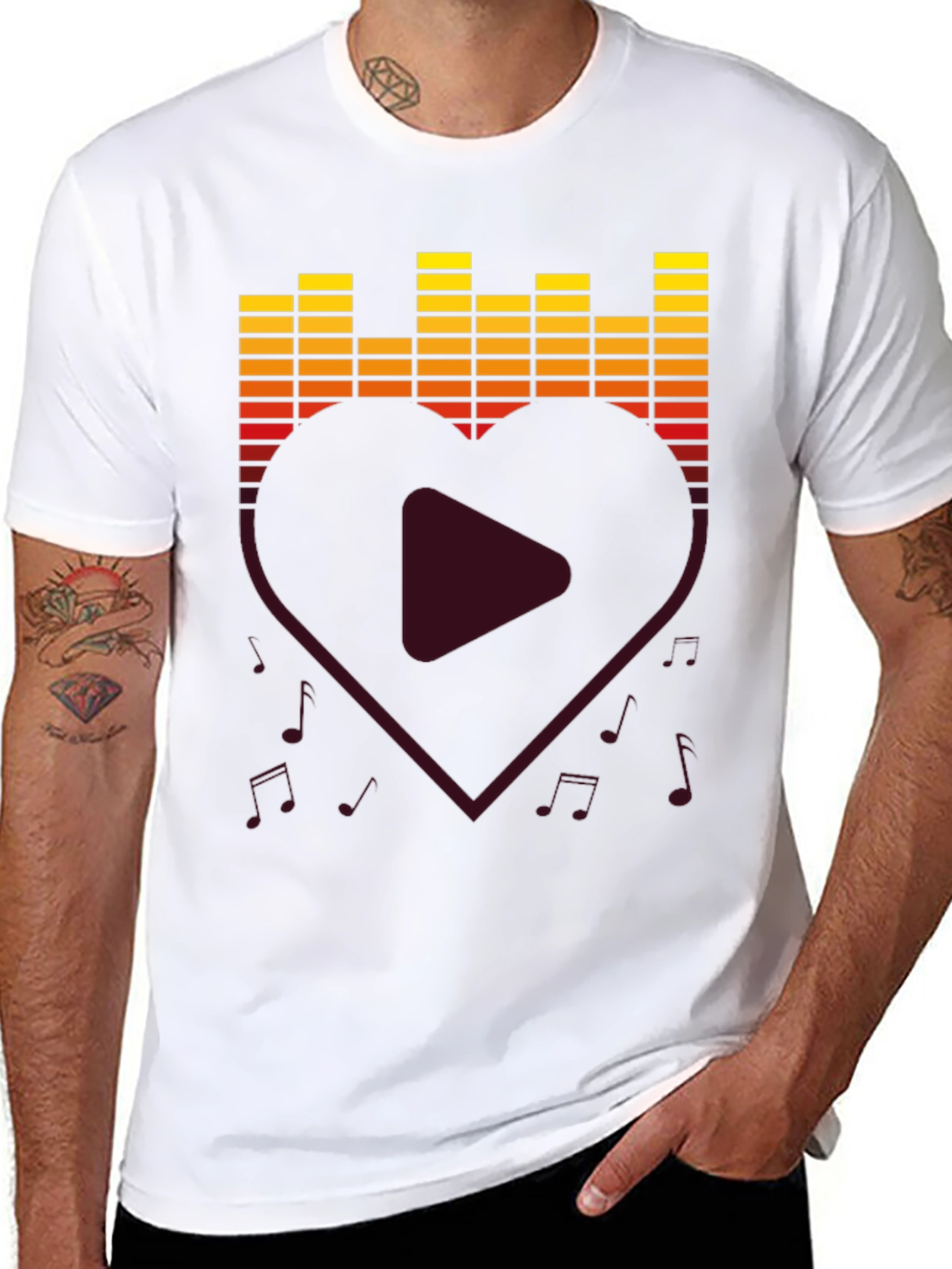 Music Lover T-Shirt - Heart Equalizer Design