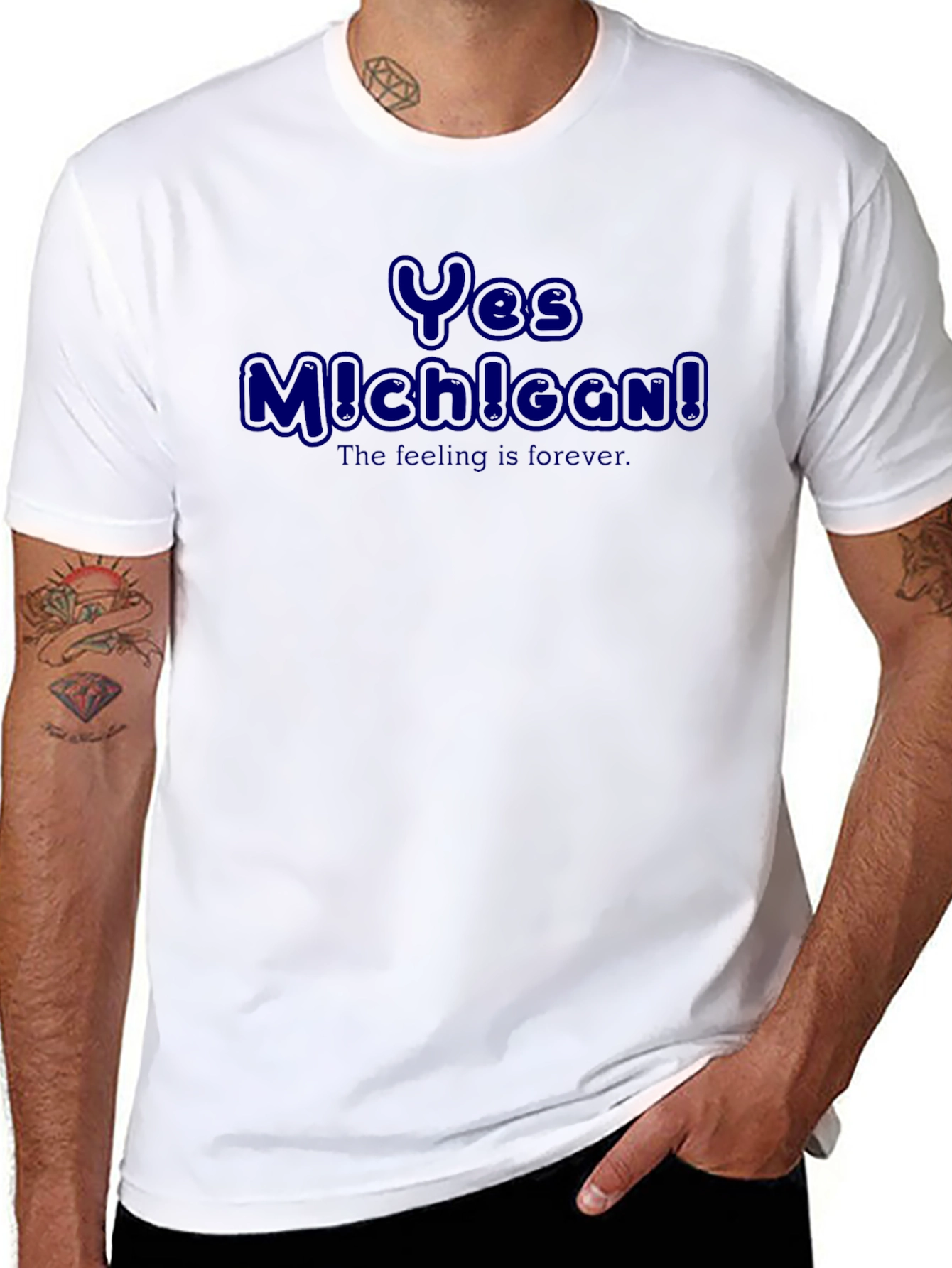 Yes Michigan! Black Graphic T-Shirt for Men