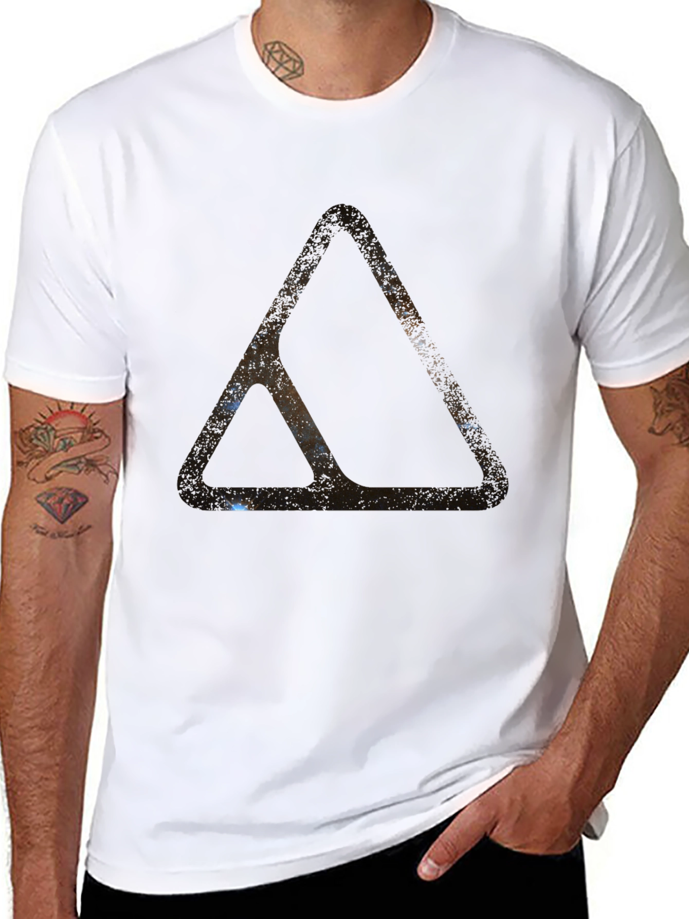 Abstract Triangle Graphic Black T-Shirt