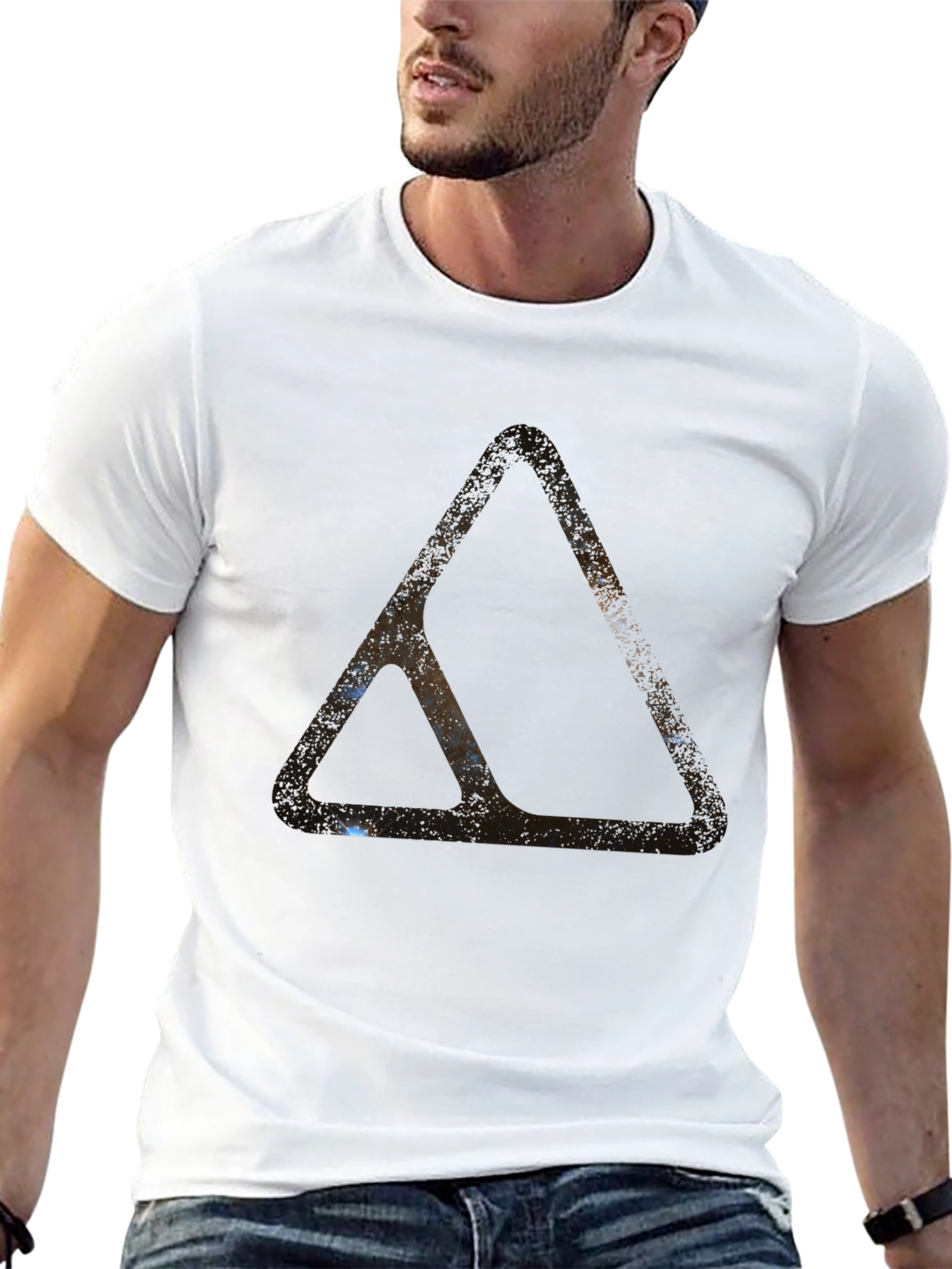 Abstract Triangle Graphic Black T-Shirt