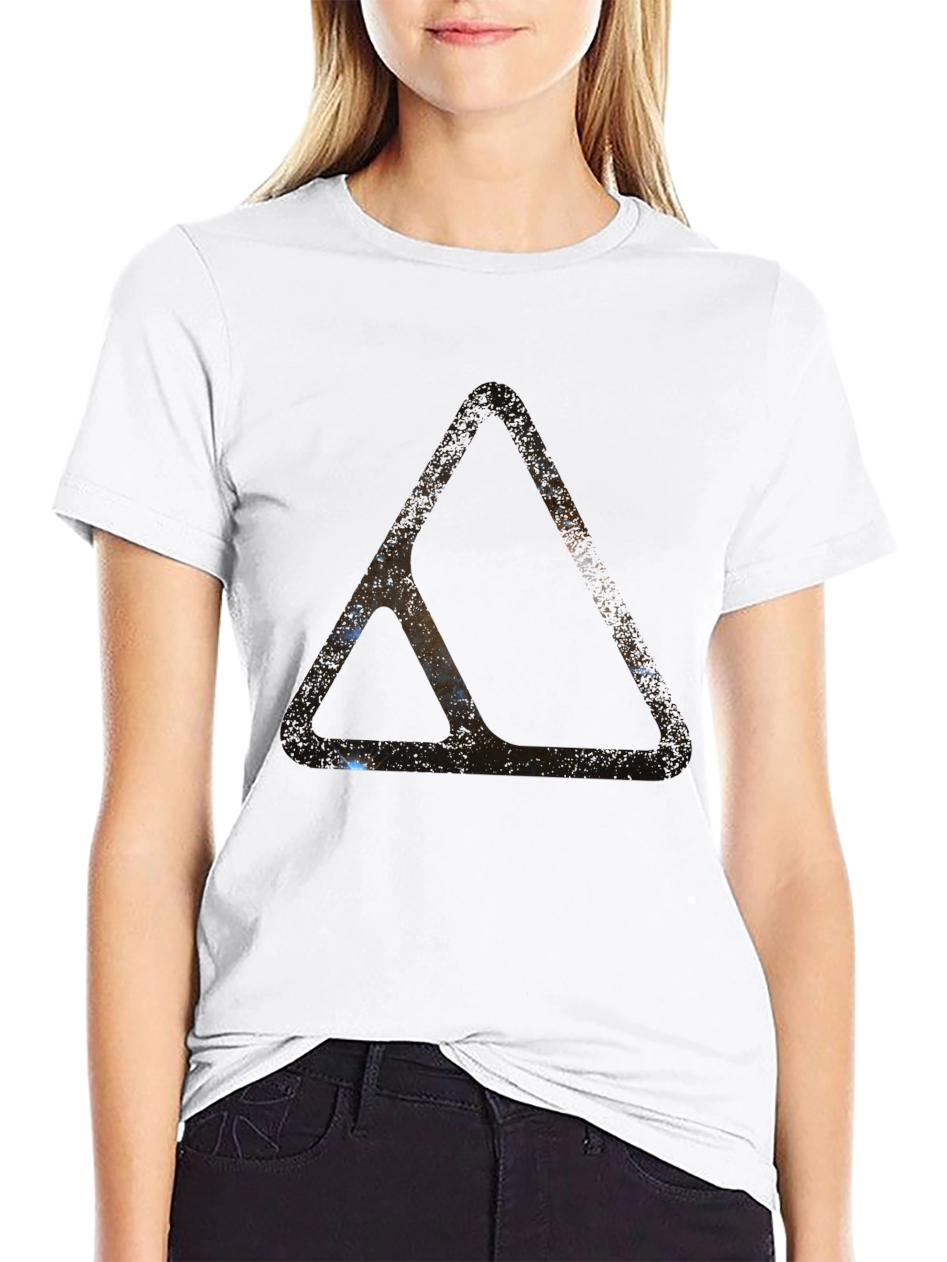 Abstract Triangle Graphic Black T-Shirt