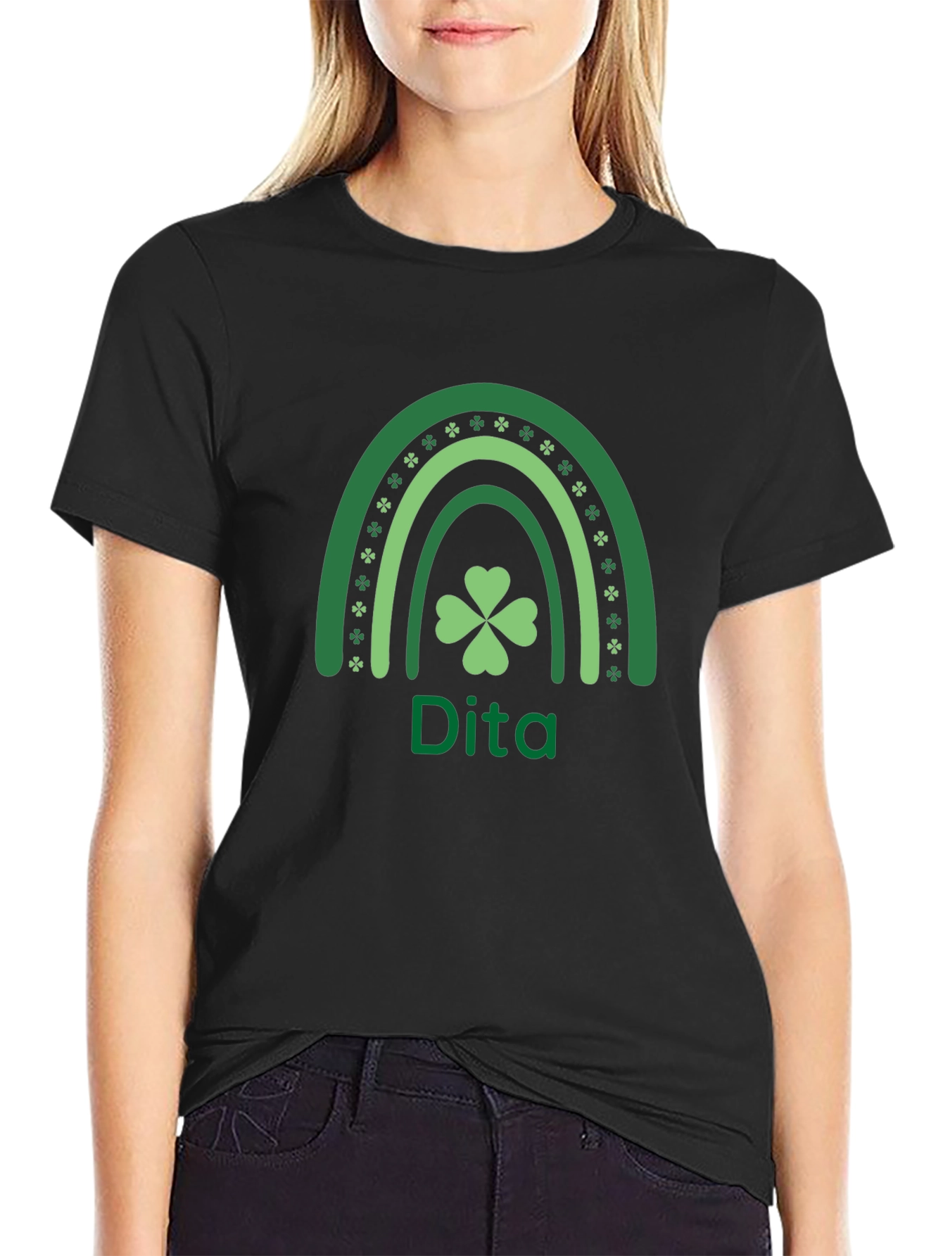 St. Patricks Day Dita Rainbow Shamrock T-Shirt