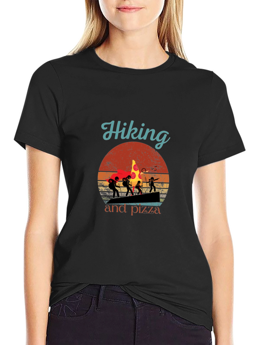 Hiking and Pizza Graphic T-Shirt
