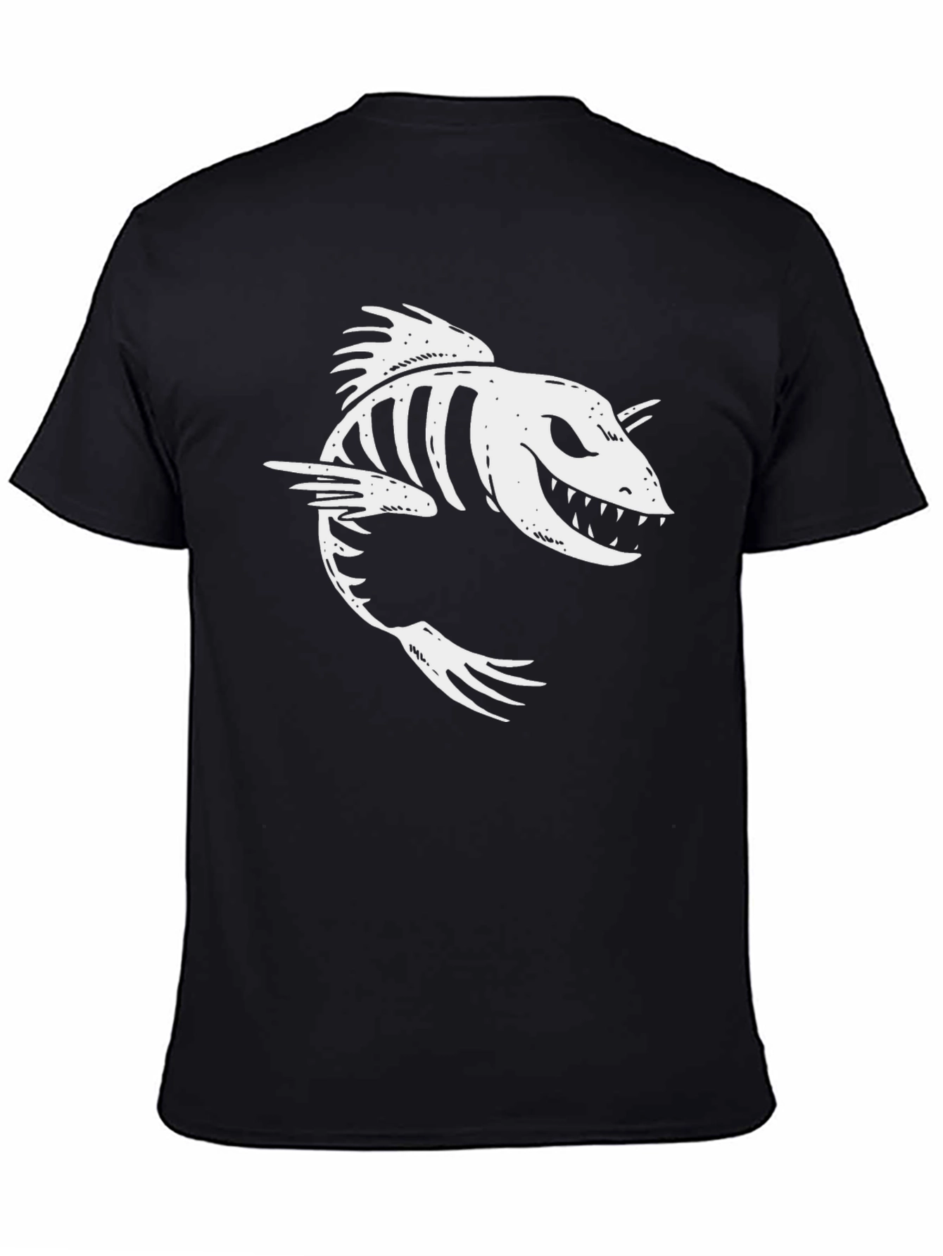 Creepy Fish Skeleton Graphic Tee - Mens Black T-Shirt