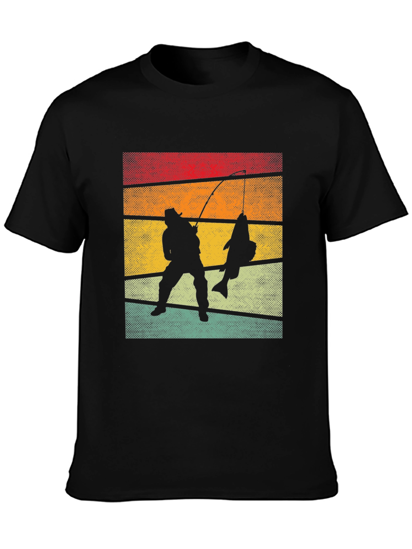 Retro Fishing T-Shirt Fisherman Silhouette Tee