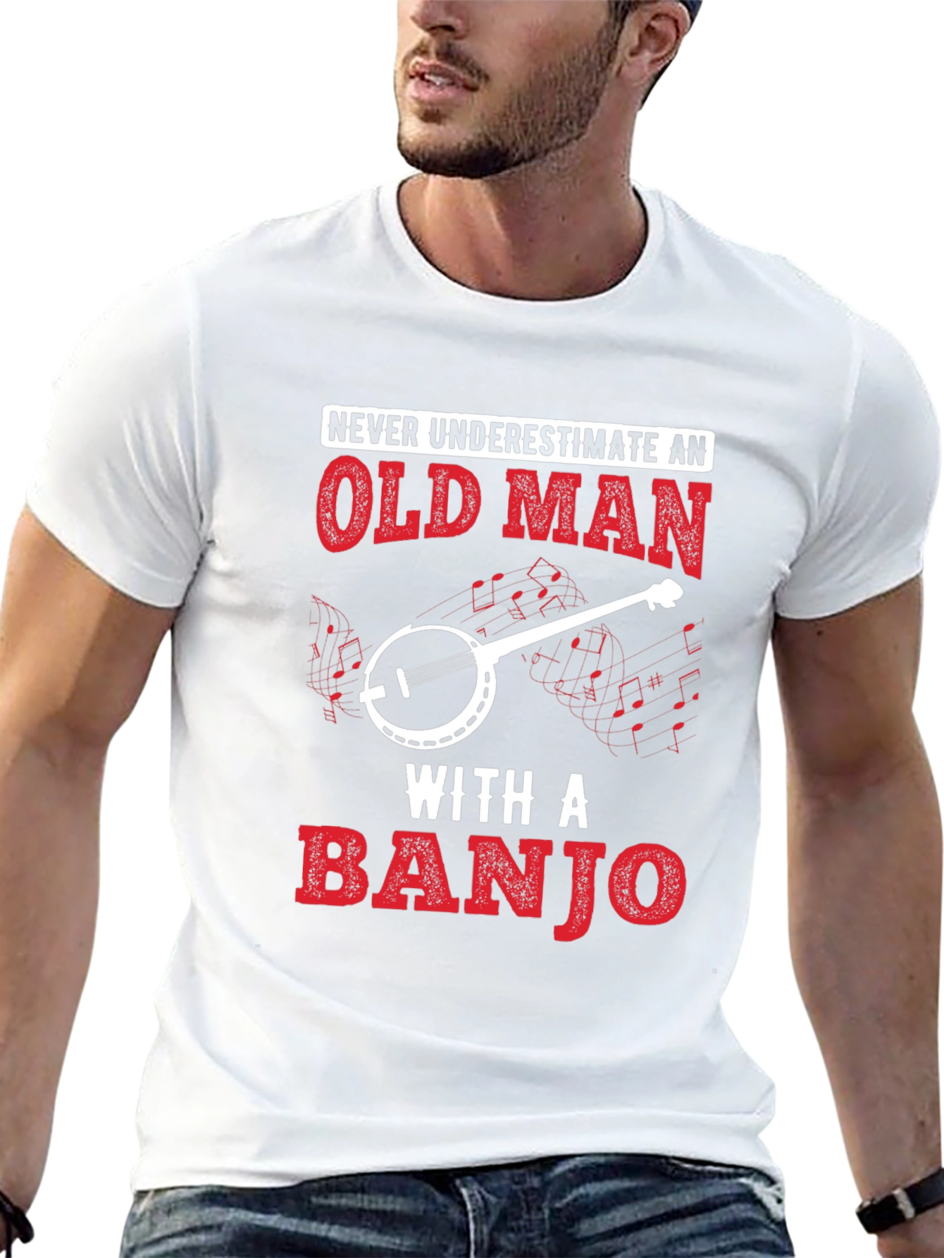 Old Man Banjo T-Shirt - Music Lover Tee