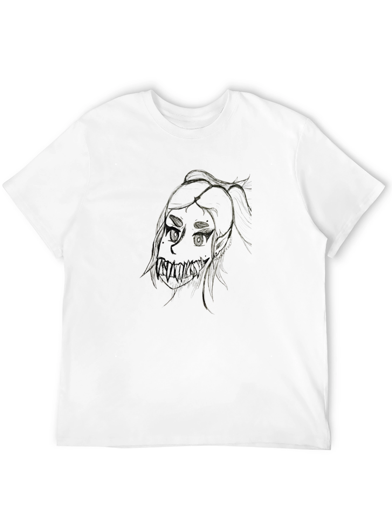 Creepy Girl Art Black T-Shirt