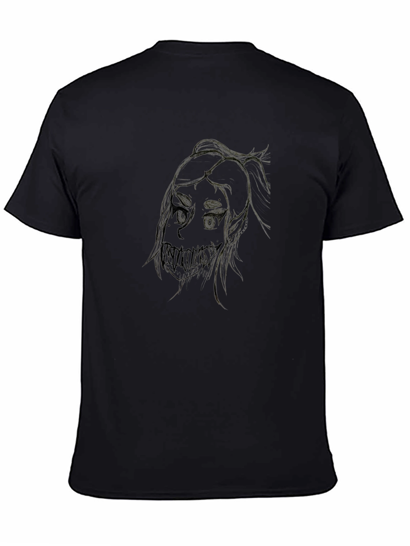Creepy Girl Art Black T-Shirt