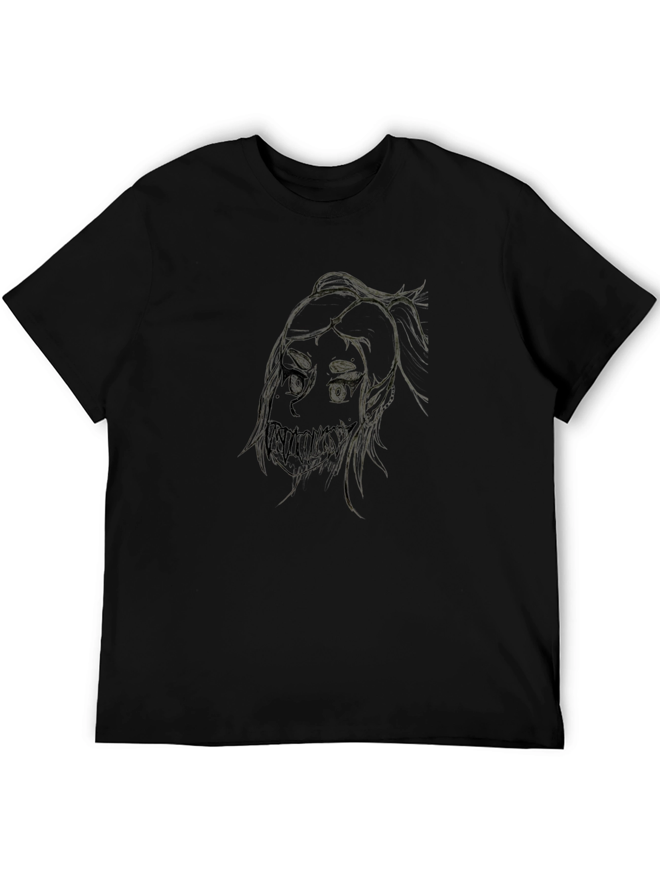 Creepy Girl Art Black T-Shirt