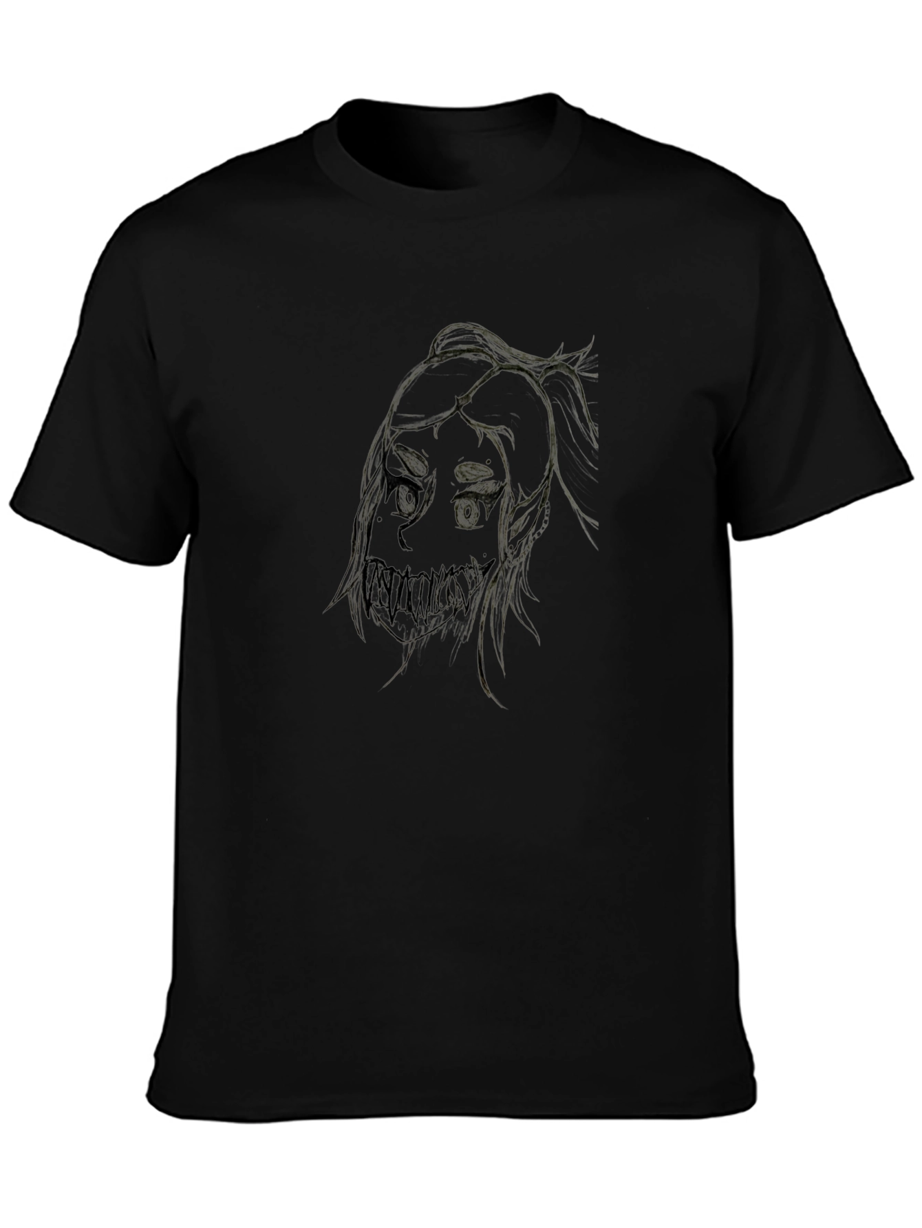 Creepy Girl Art Black T-Shirt