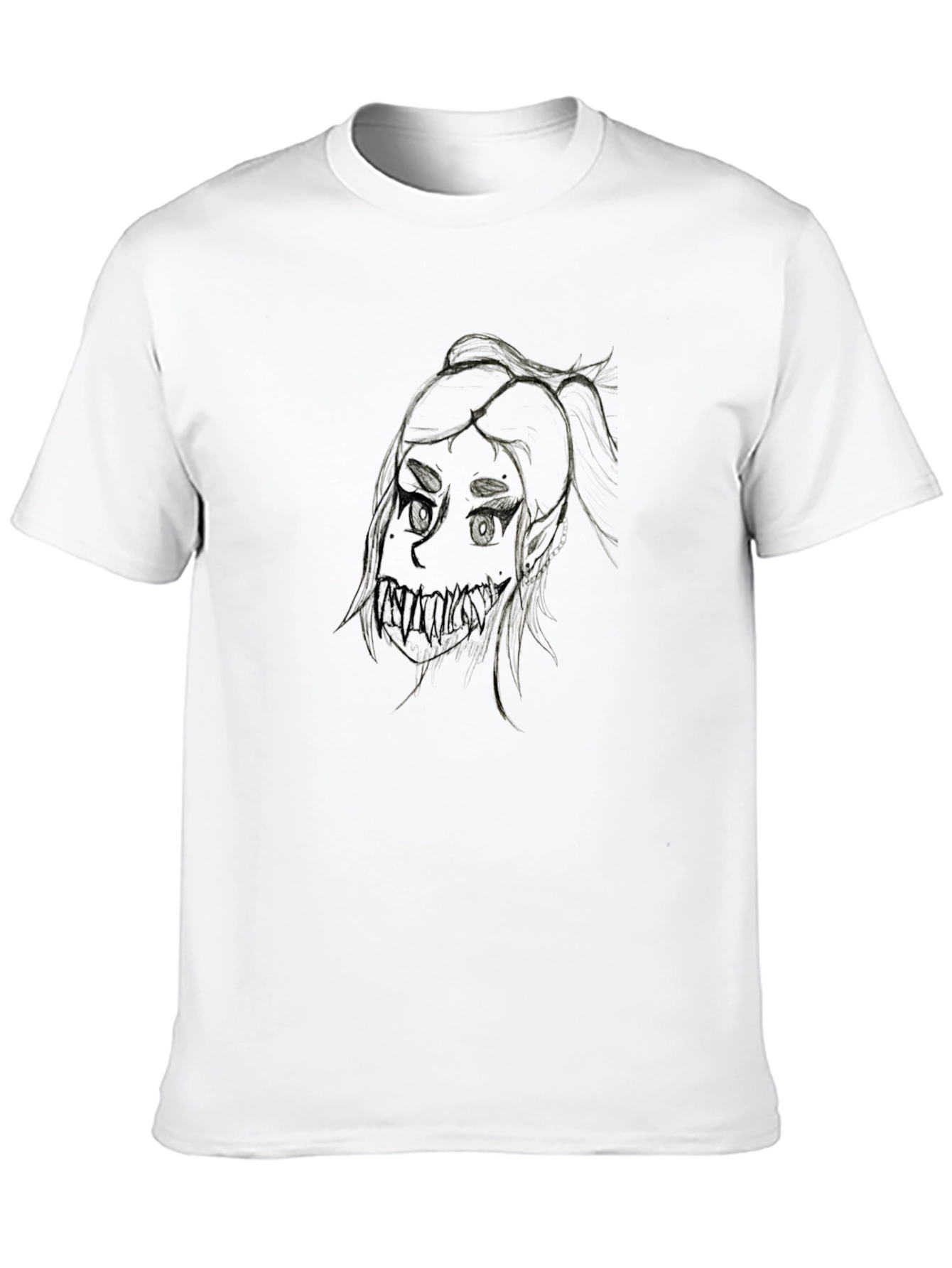 Creepy Girl Art Black T-Shirt
