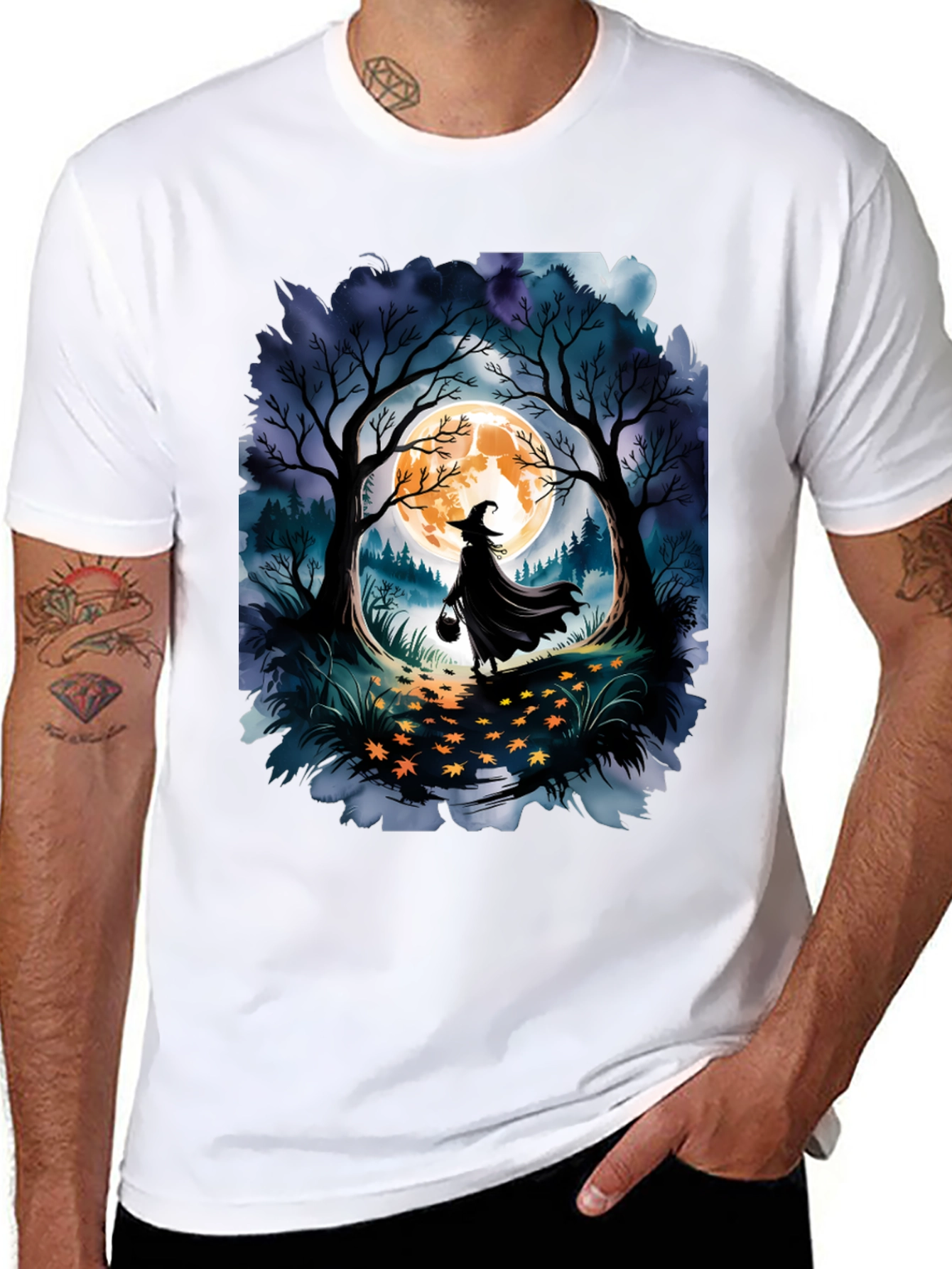 Halloween Witch Forest Graphic Tee