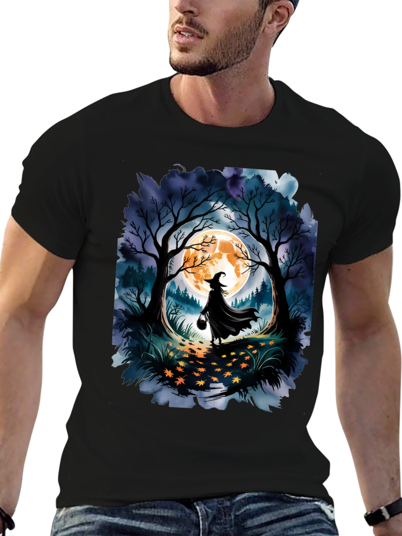 Halloween Witch Forest Graphic Tee