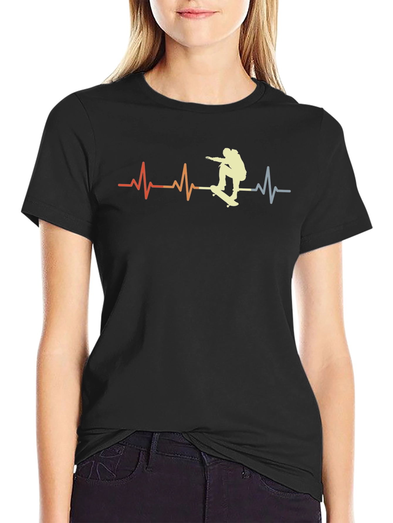 Skateboarding Heartbeat T-Shirt - Retro Style