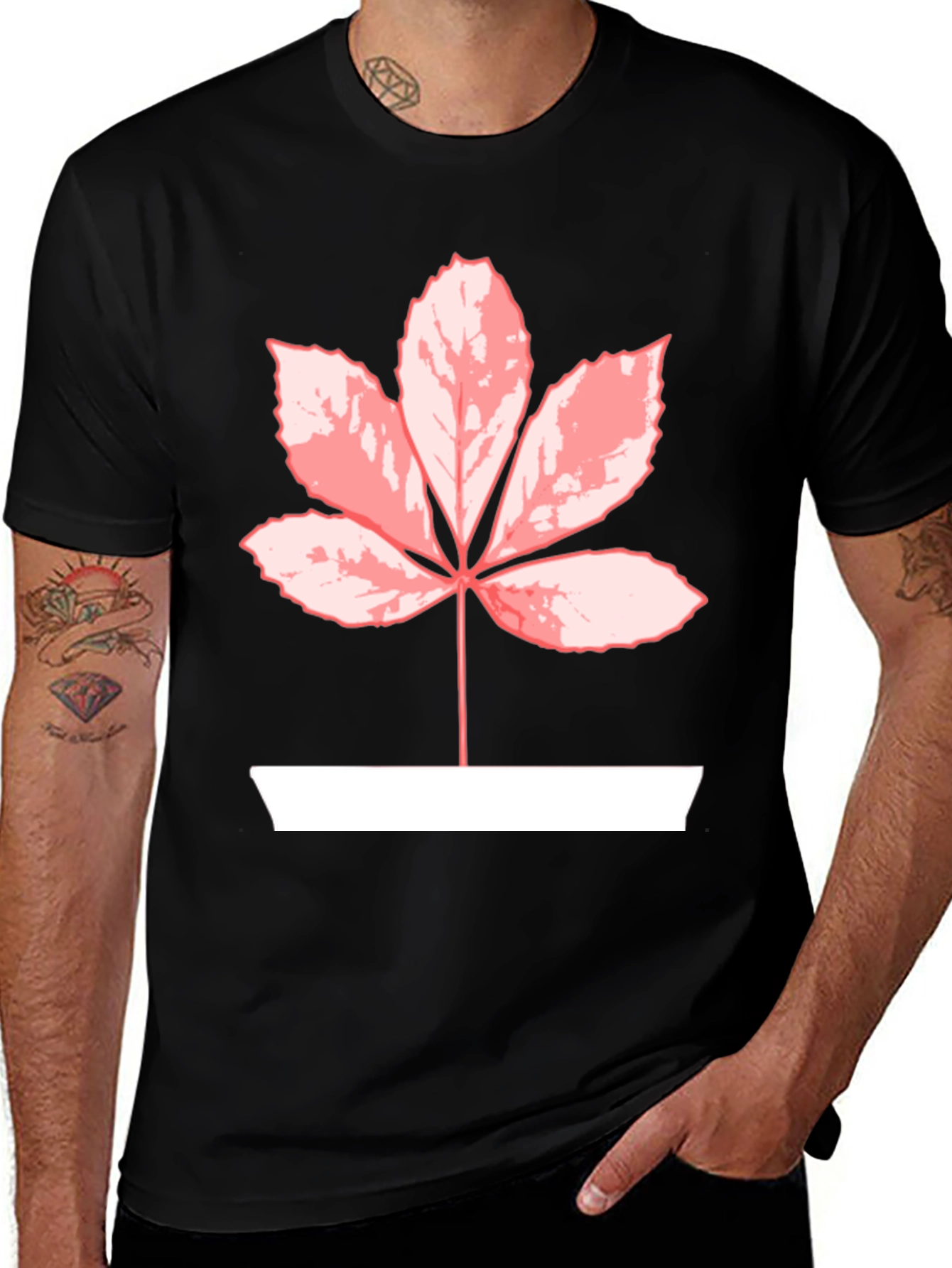 Leaf Graphic Tee - Black Casual Shirt