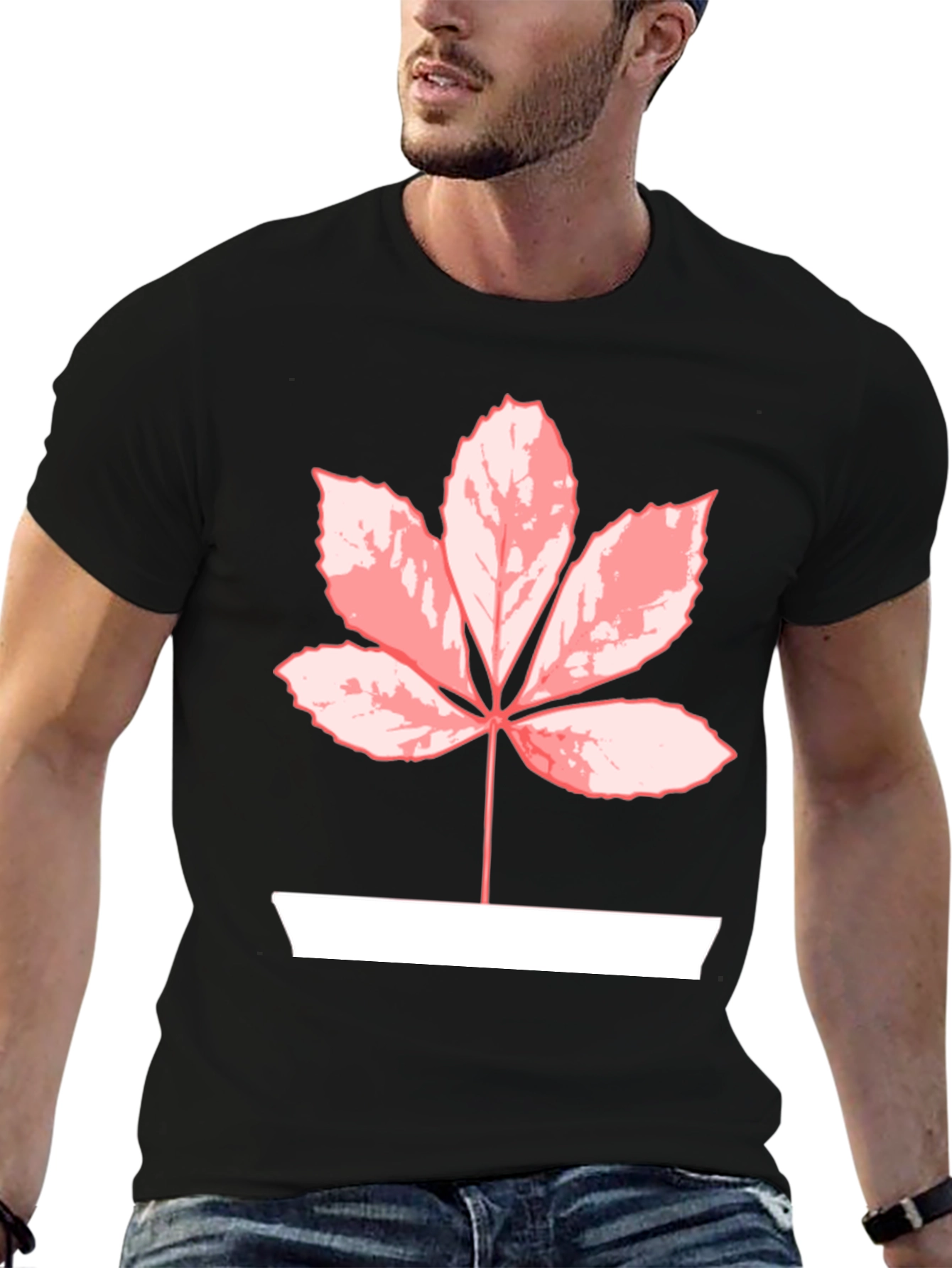 Leaf Graphic Tee - Black Casual Shirt