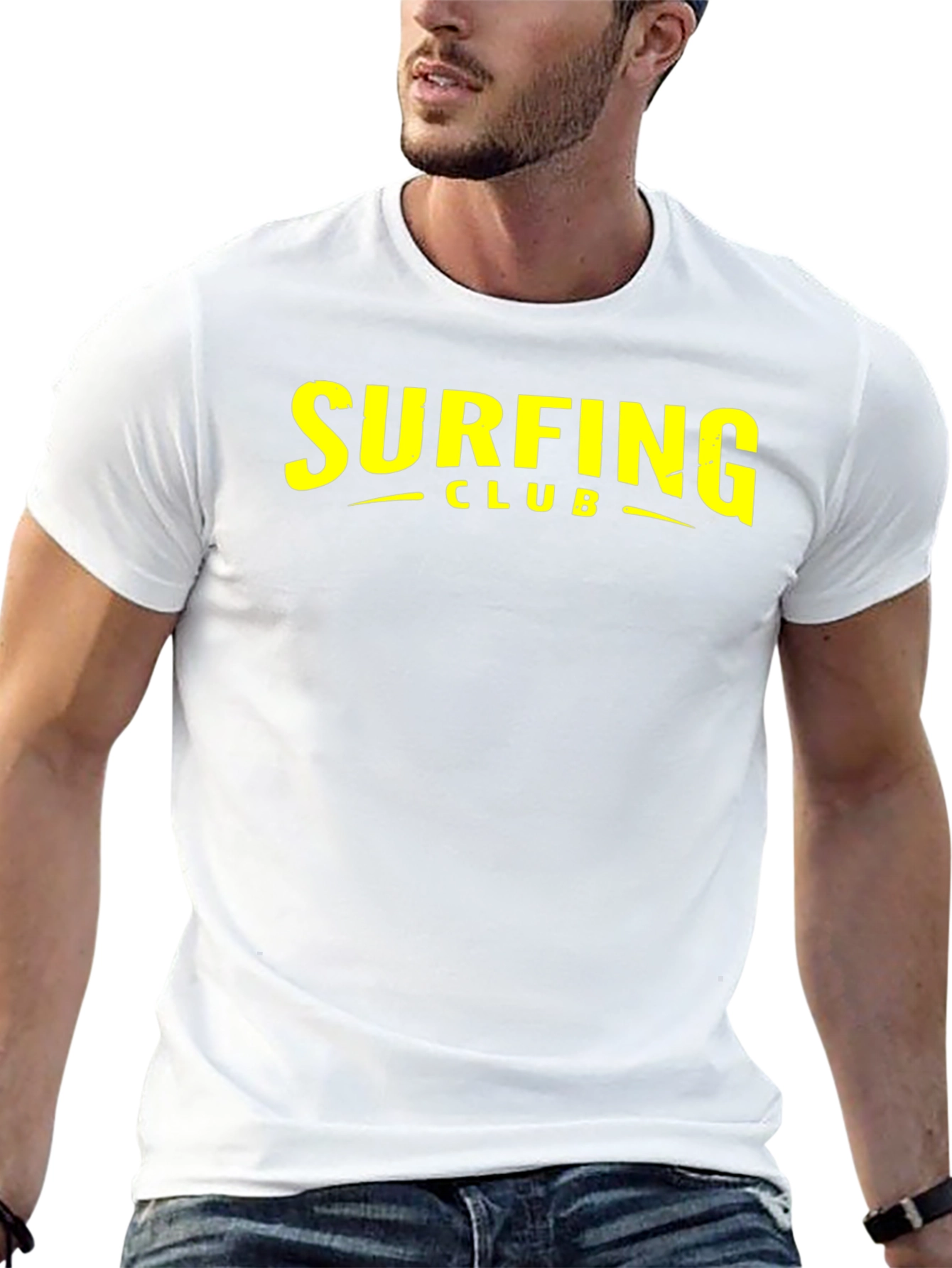 Surfing Club Graphic Tee - Black Cotton T-Shirt