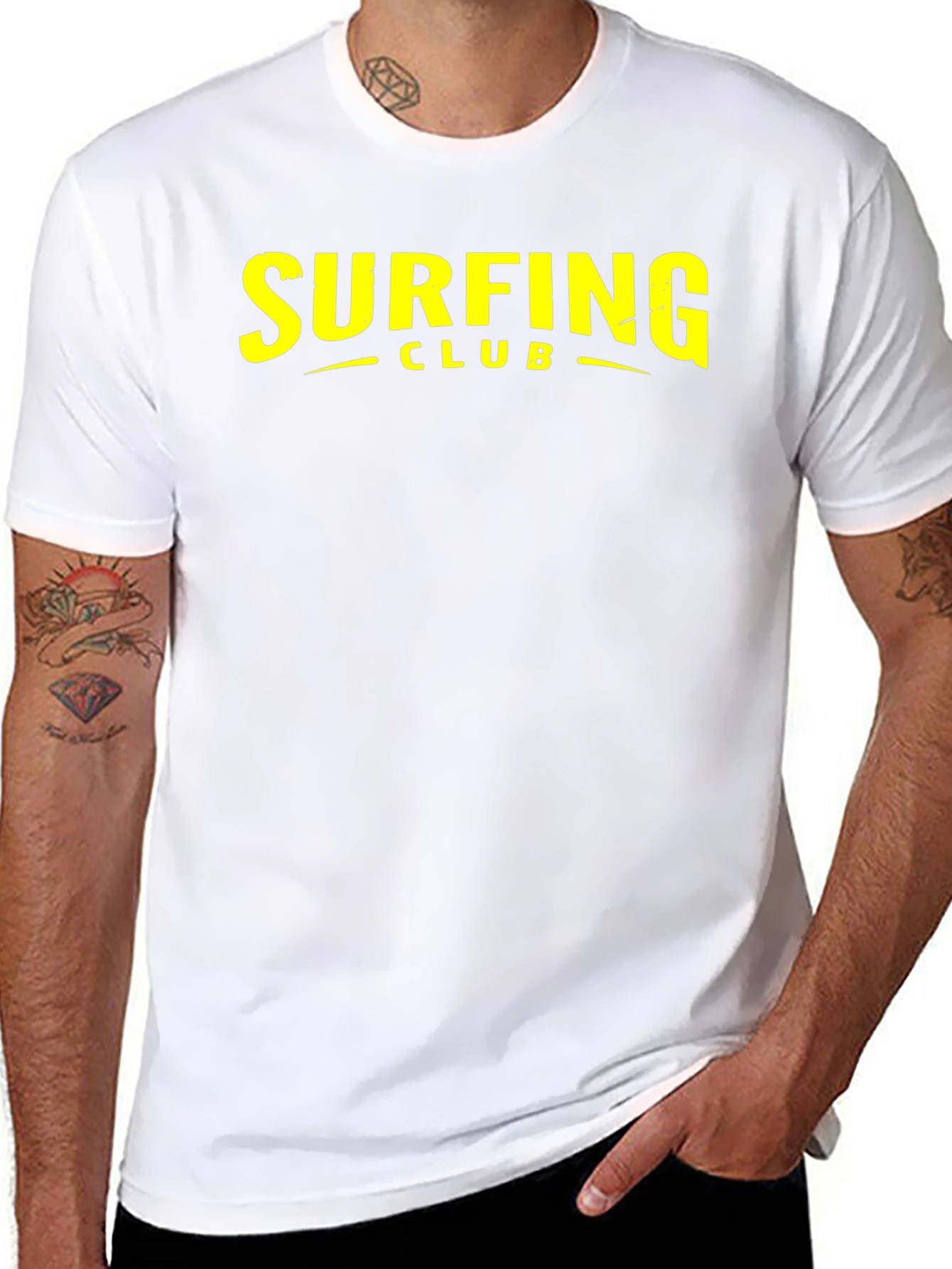 Surfing Club Graphic Tee - Black Cotton T-Shirt