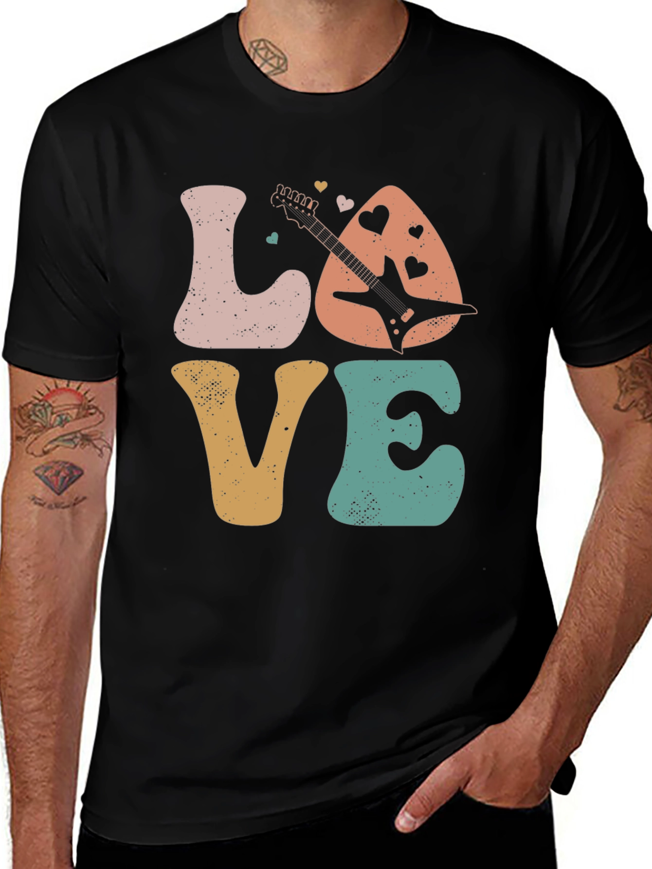 Love Guitar Graphic T-Shirt Retro Style