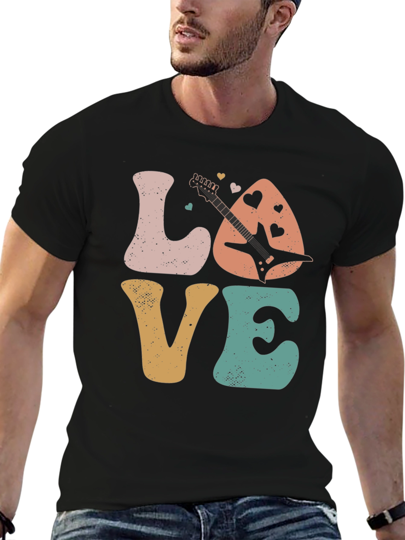 Love Guitar Graphic T-Shirt Retro Style