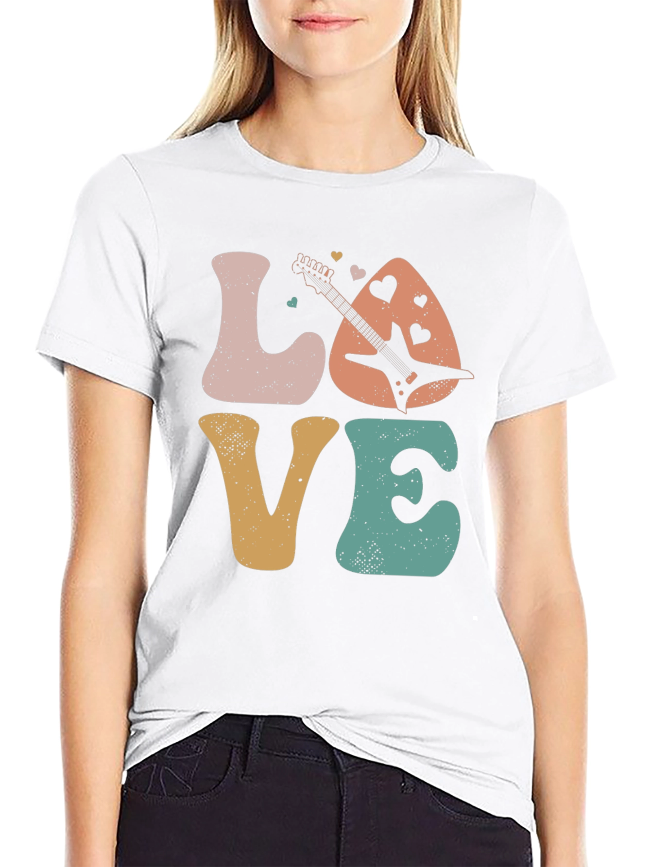 Love Guitar Graphic T-Shirt Retro Style