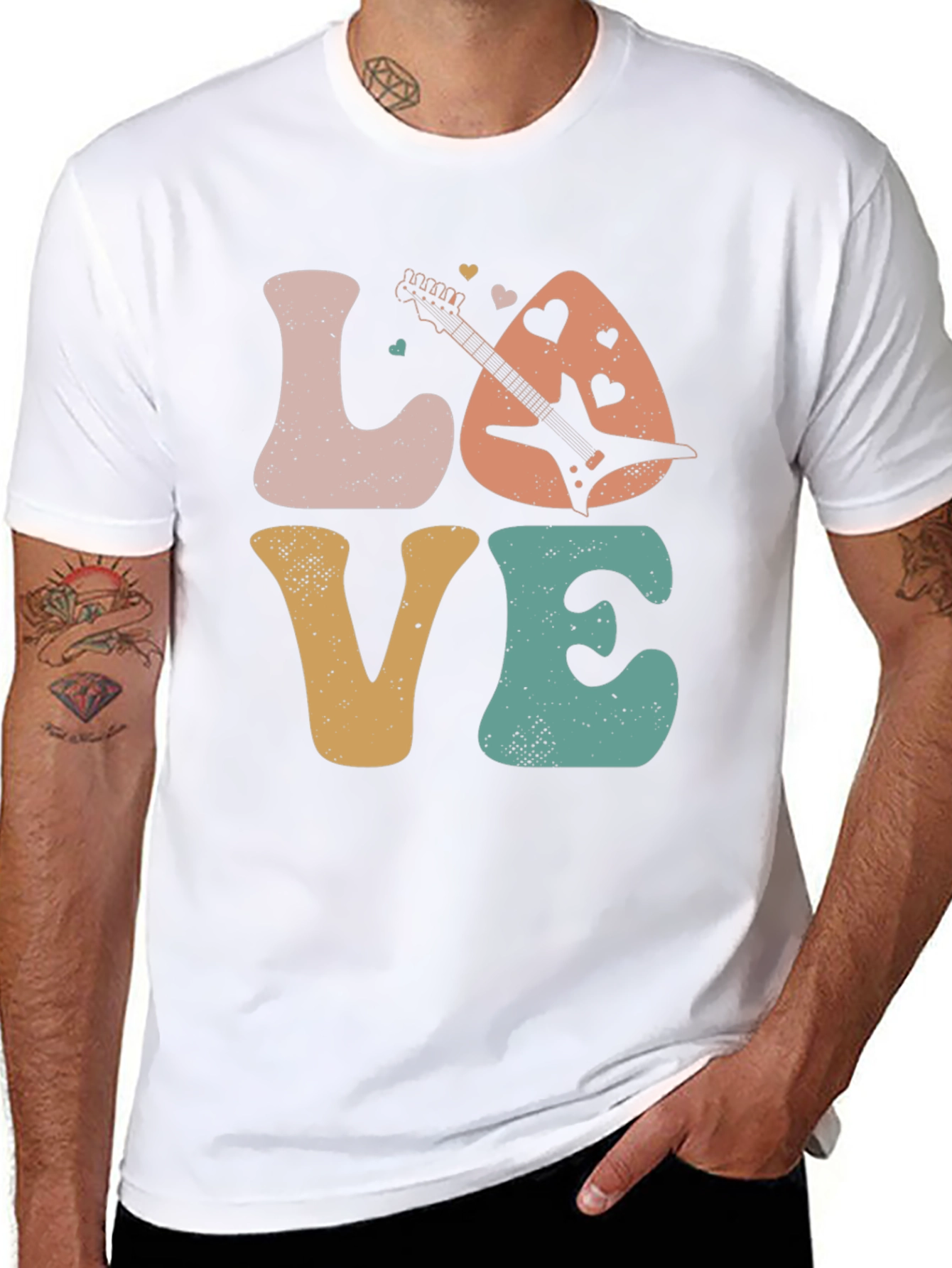 Love Guitar Graphic T-Shirt Retro Style