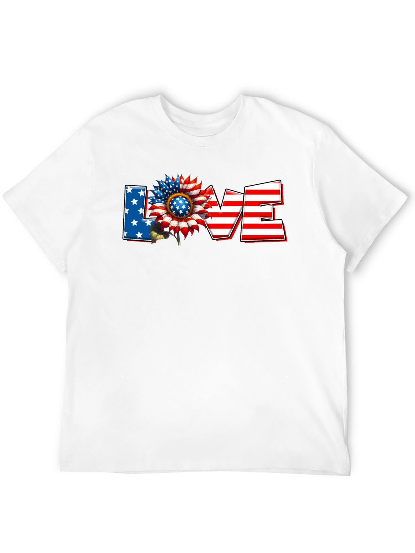 Patriotic Sunflower LOVE Graphic T-Shirt