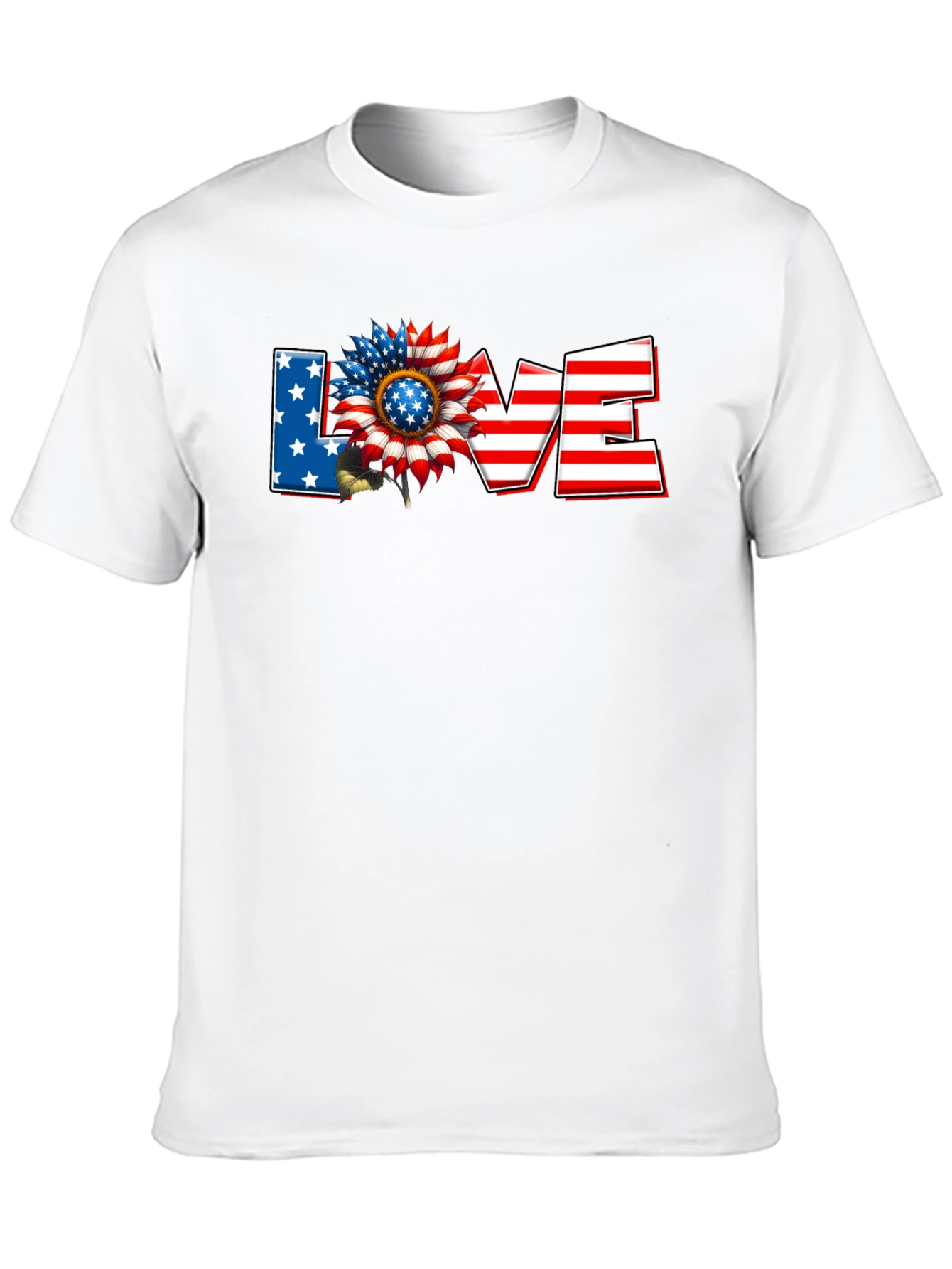 Patriotic Sunflower LOVE Graphic T-Shirt