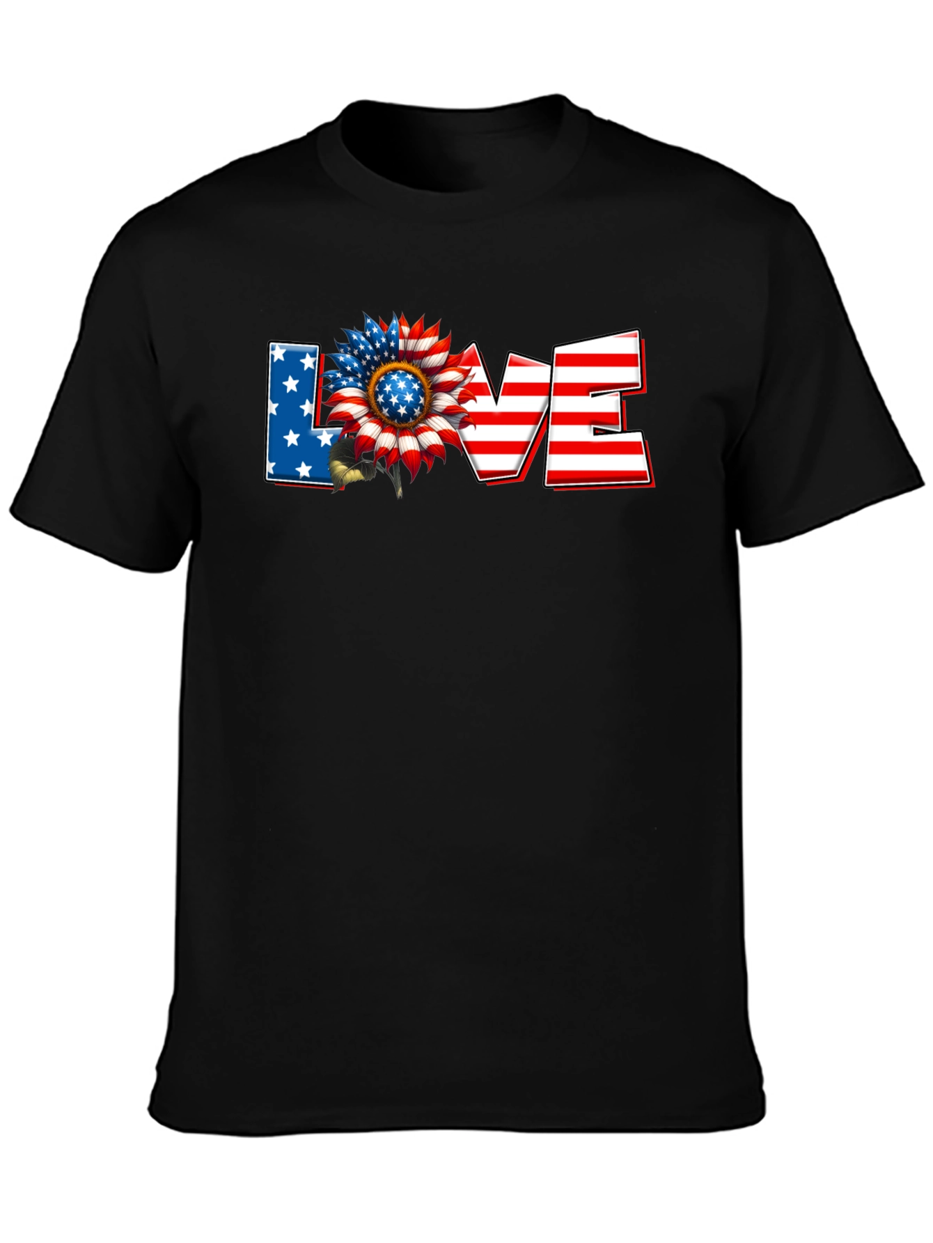 Patriotic Sunflower LOVE Graphic T-Shirt