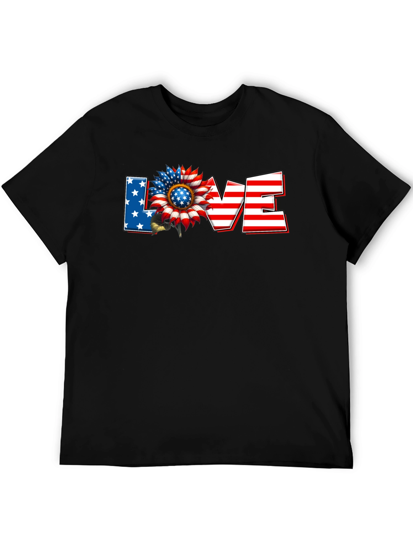 Patriotic Sunflower LOVE Graphic T-Shirt